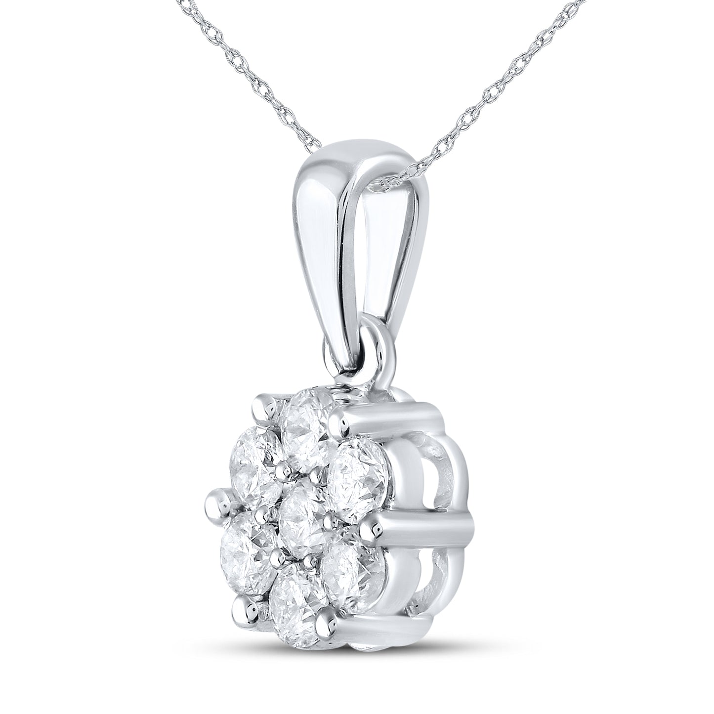 14kt White Gold 0.50 CTW Diamond Pendant With 14kt Chain