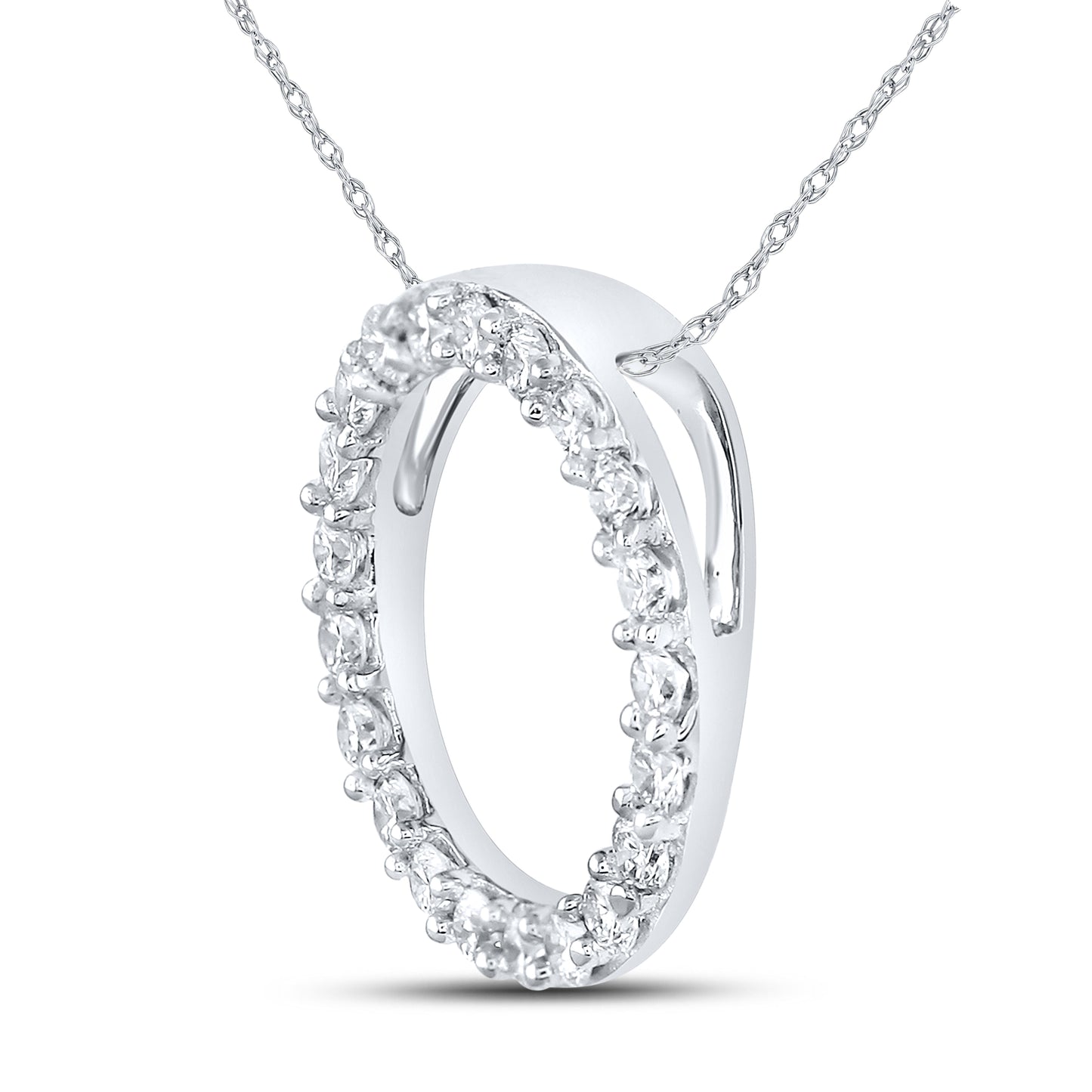 14kt White Gold 0.25 CTW Diamond Pendant With 10kt Chain