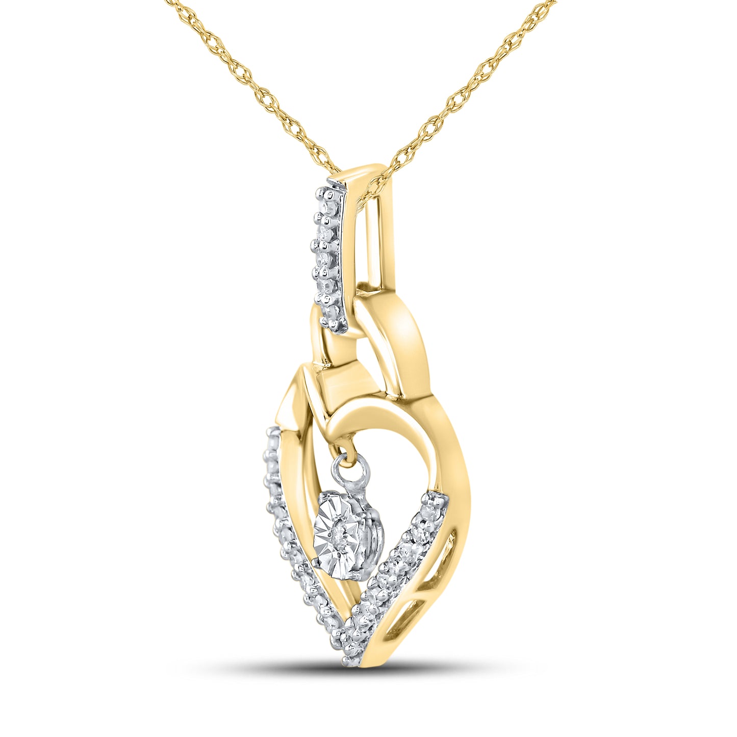 10kt Yellow Gold 0.10 CTW Natural Diamond Pendant