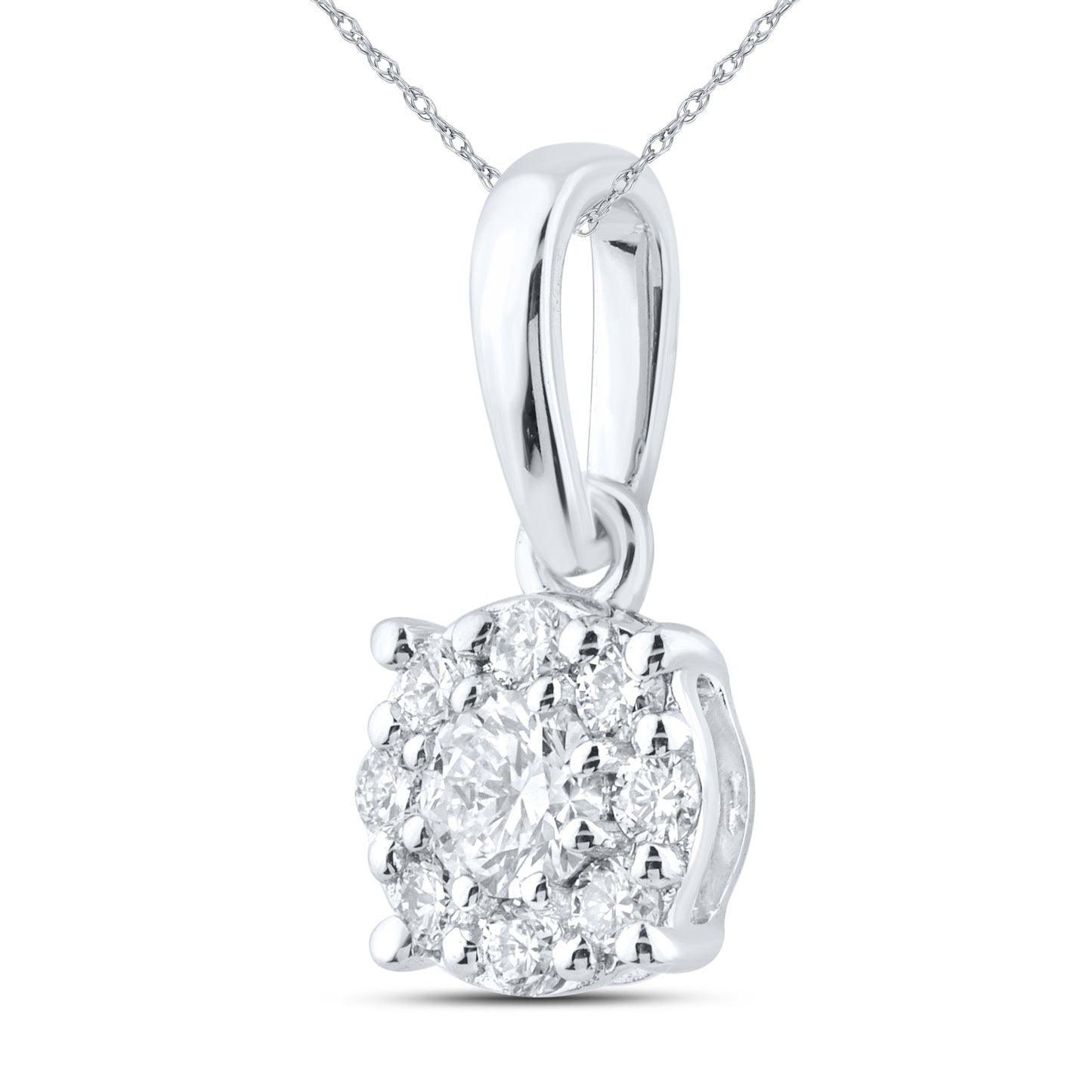 14kt White Gold 0.20 CTW Round Lab Diamond Pendant
