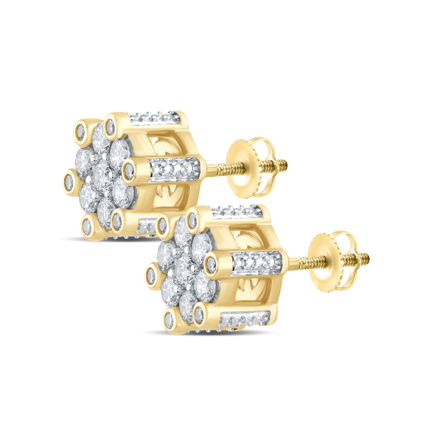 10kt Yellow Gold 1 CTW Natural Diamond Earrings