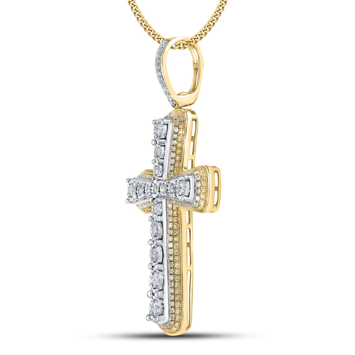 10kt Yellow Gold 1 CTW Cross Diamond Charm