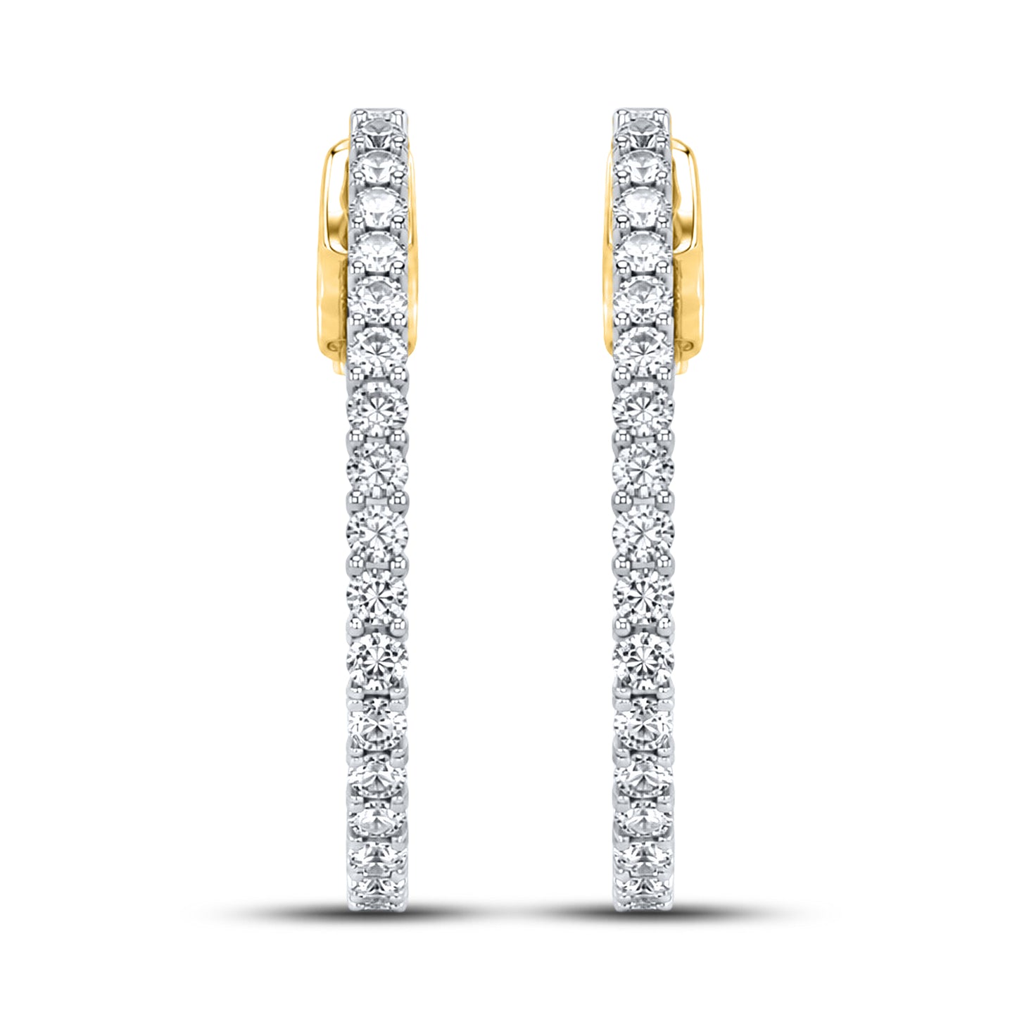 10kt Yellow Gold 1 CTW Natural Diamond Hoops