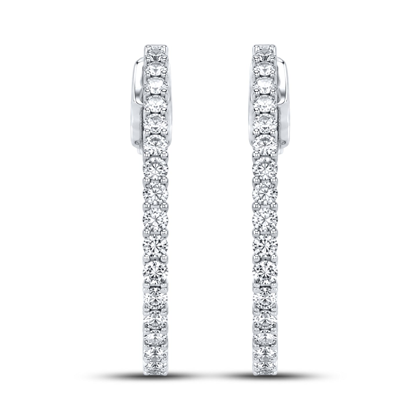 10kt white gold 1 ctw Diamond Hoops