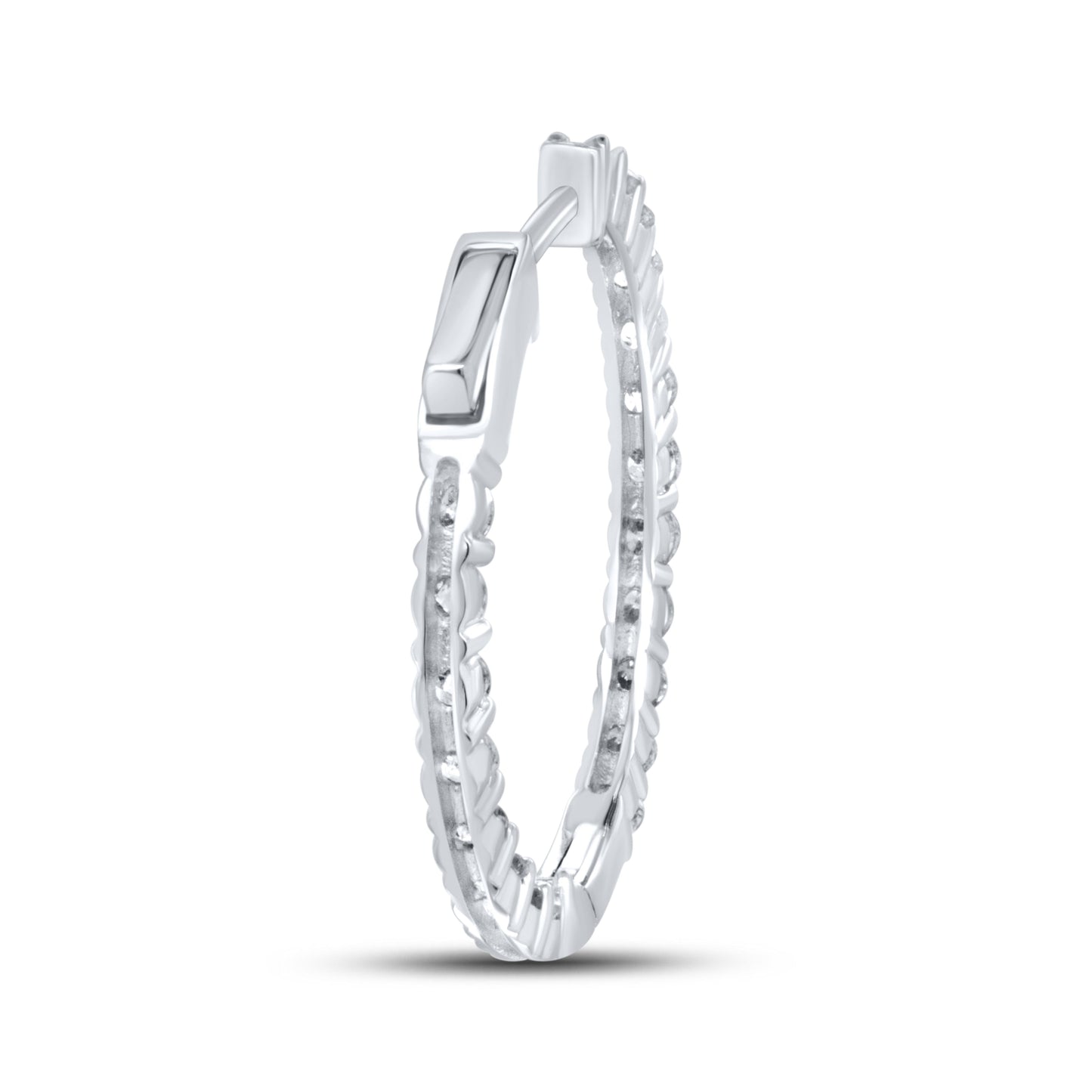 10kt White Gold 2 CTW Natural Diamond Hoops