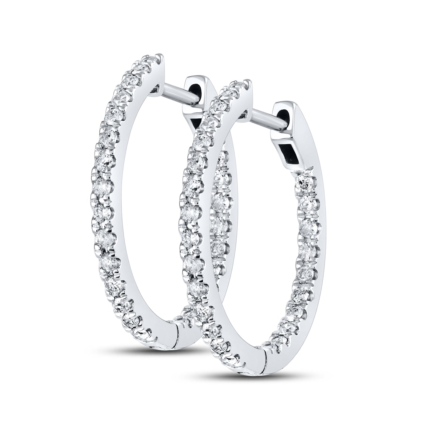 10kt White Gold 0.50 CTW Natural Diamond Hoops