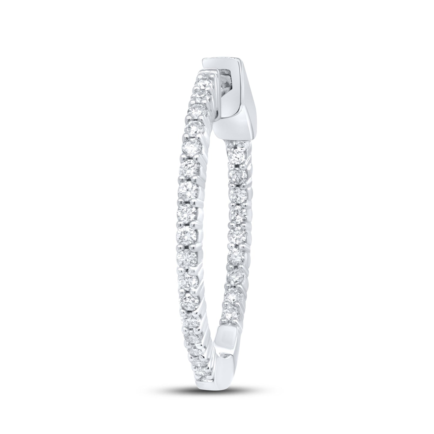 10kt White Gold 0.50 CTW Natural Diamond Hoops