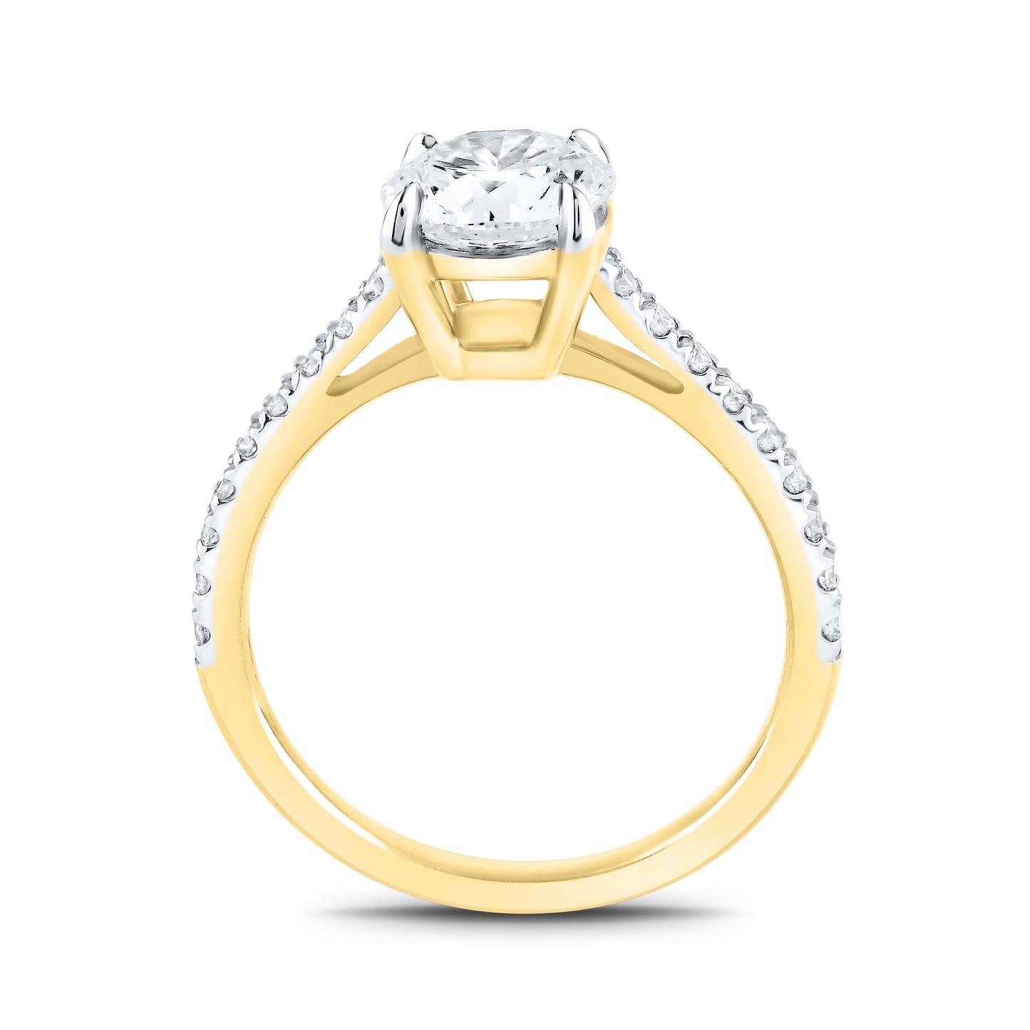 14kt Yellow Gold 1.75 CTW Round Lab Diamond Ring