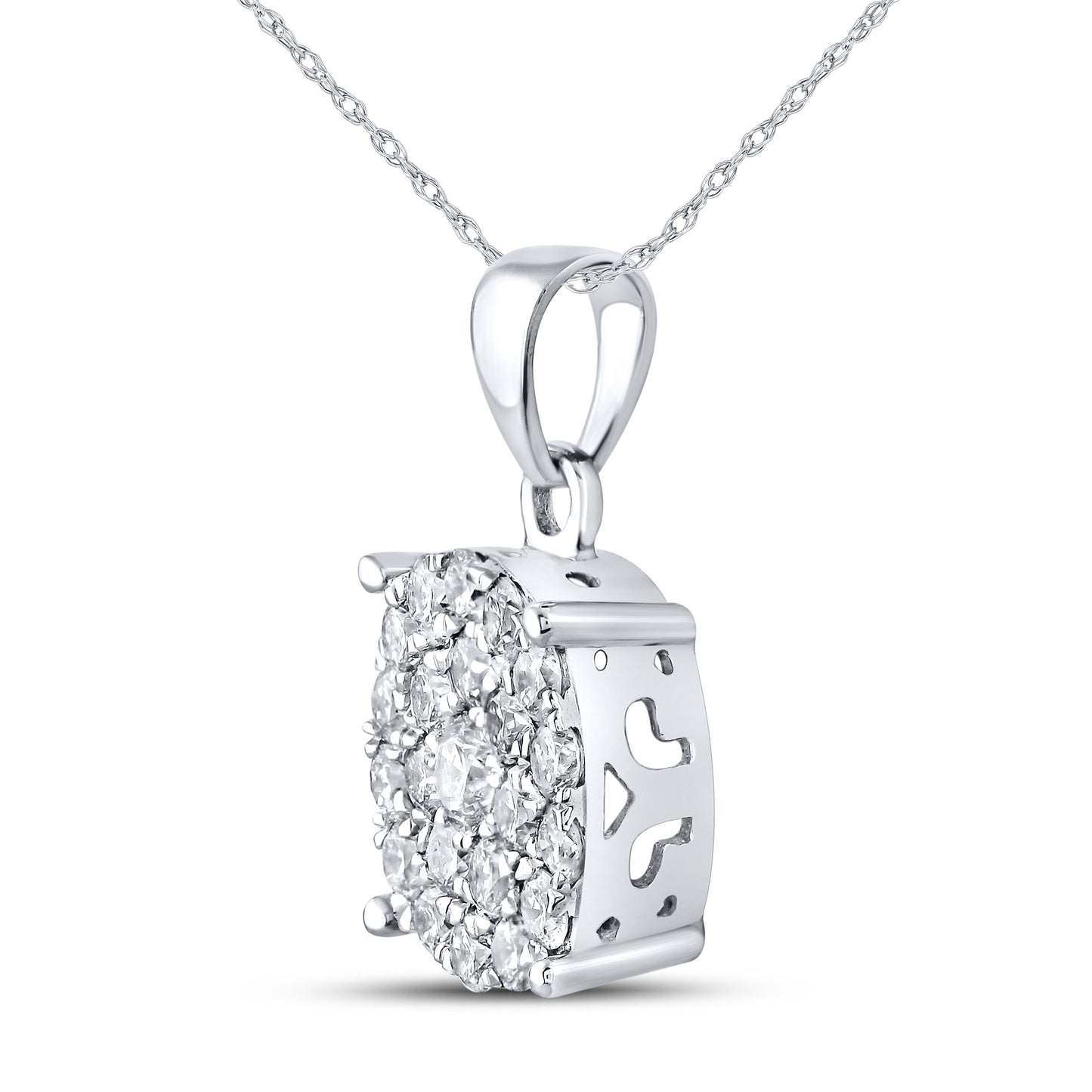 10kt White Gold 1.04 CTW Diamond Pendant With 10kt Chain