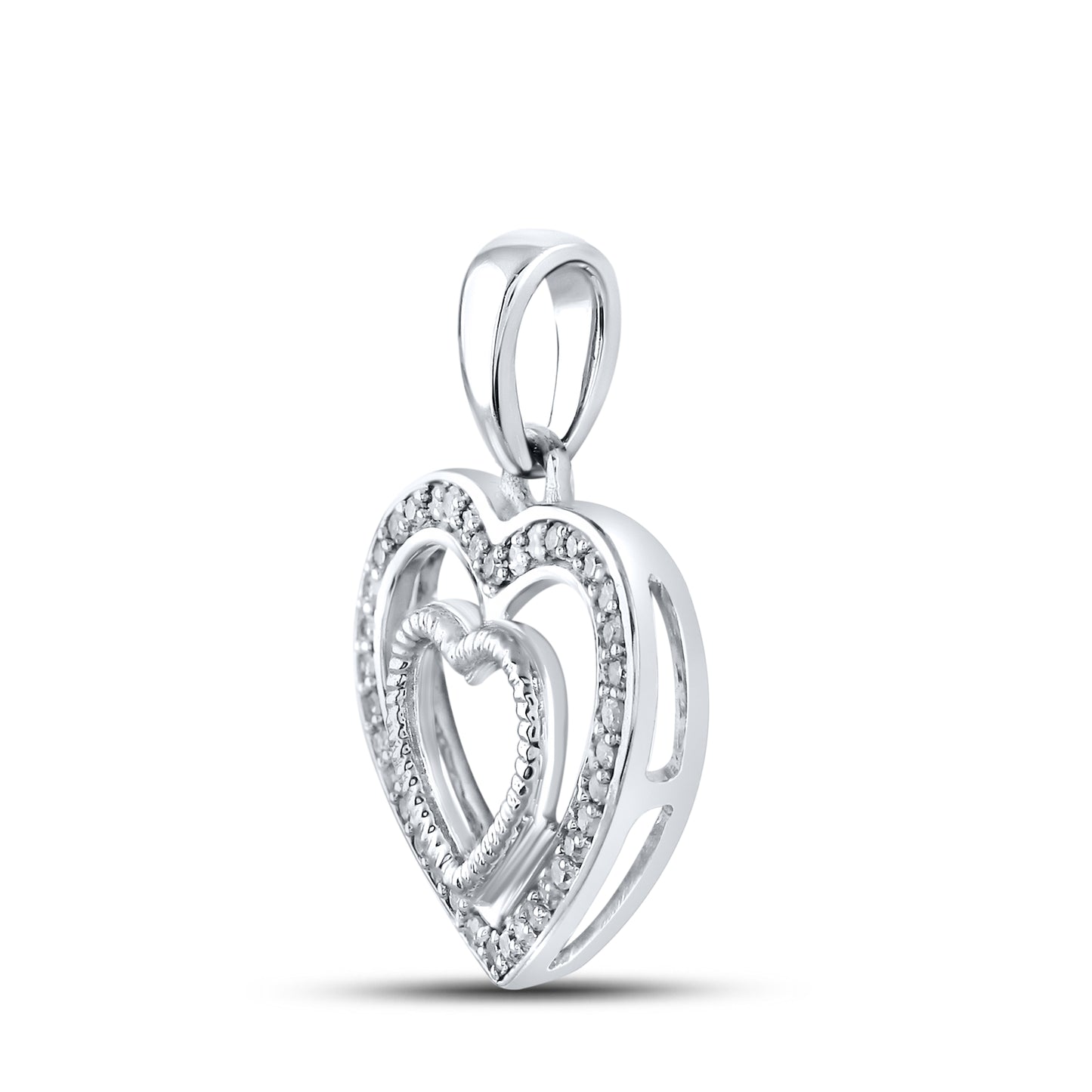 10kt White Gold 1/10 CTW Diamond Pendant With 10kt Chain
