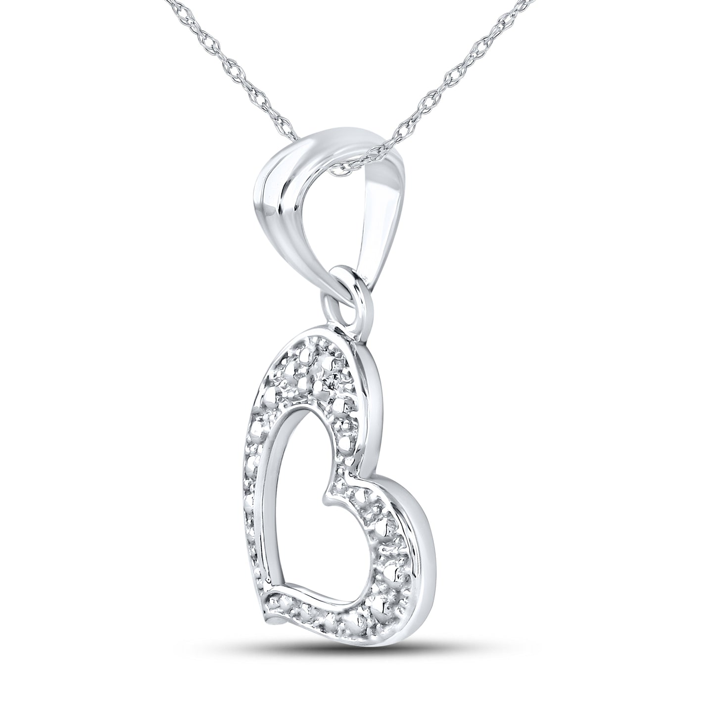 14kt White Gold 0.01 CTW Diamond Pendant With 10kt Chain