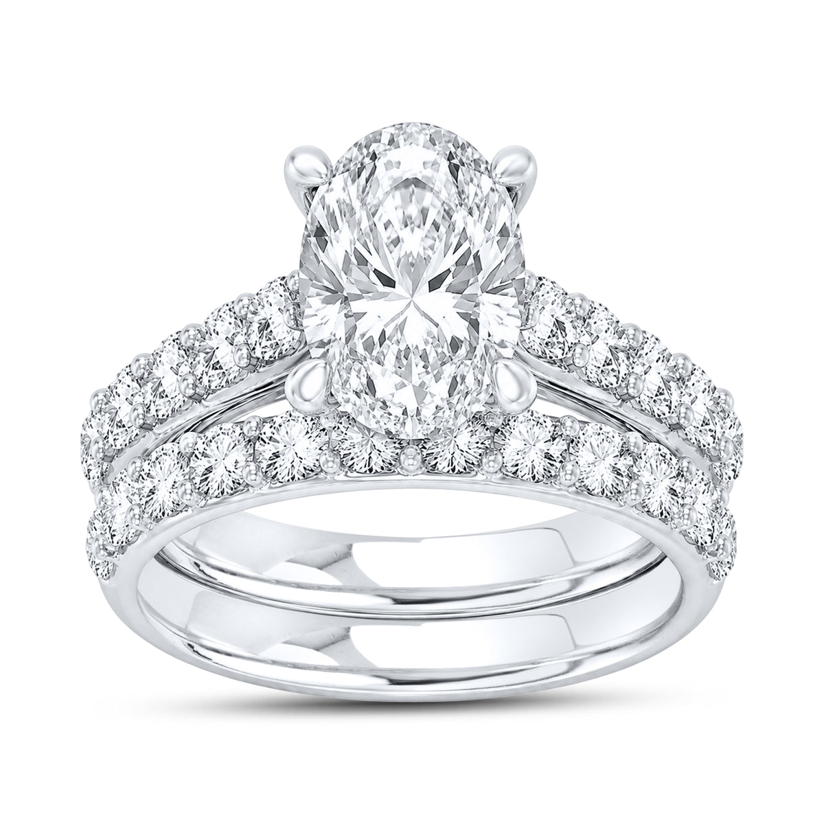 14kt White Gold 5.02 CTW Oval Lab Diamond Ring