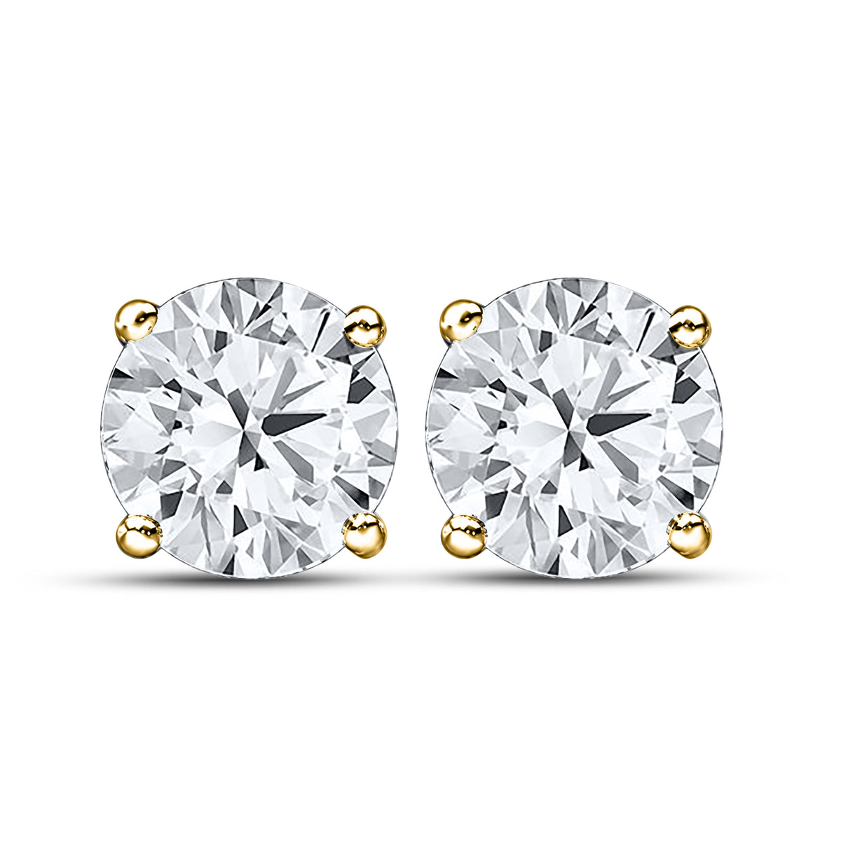 10kt Yellow Gold 2 CTW Round Lab Diamond Earrings