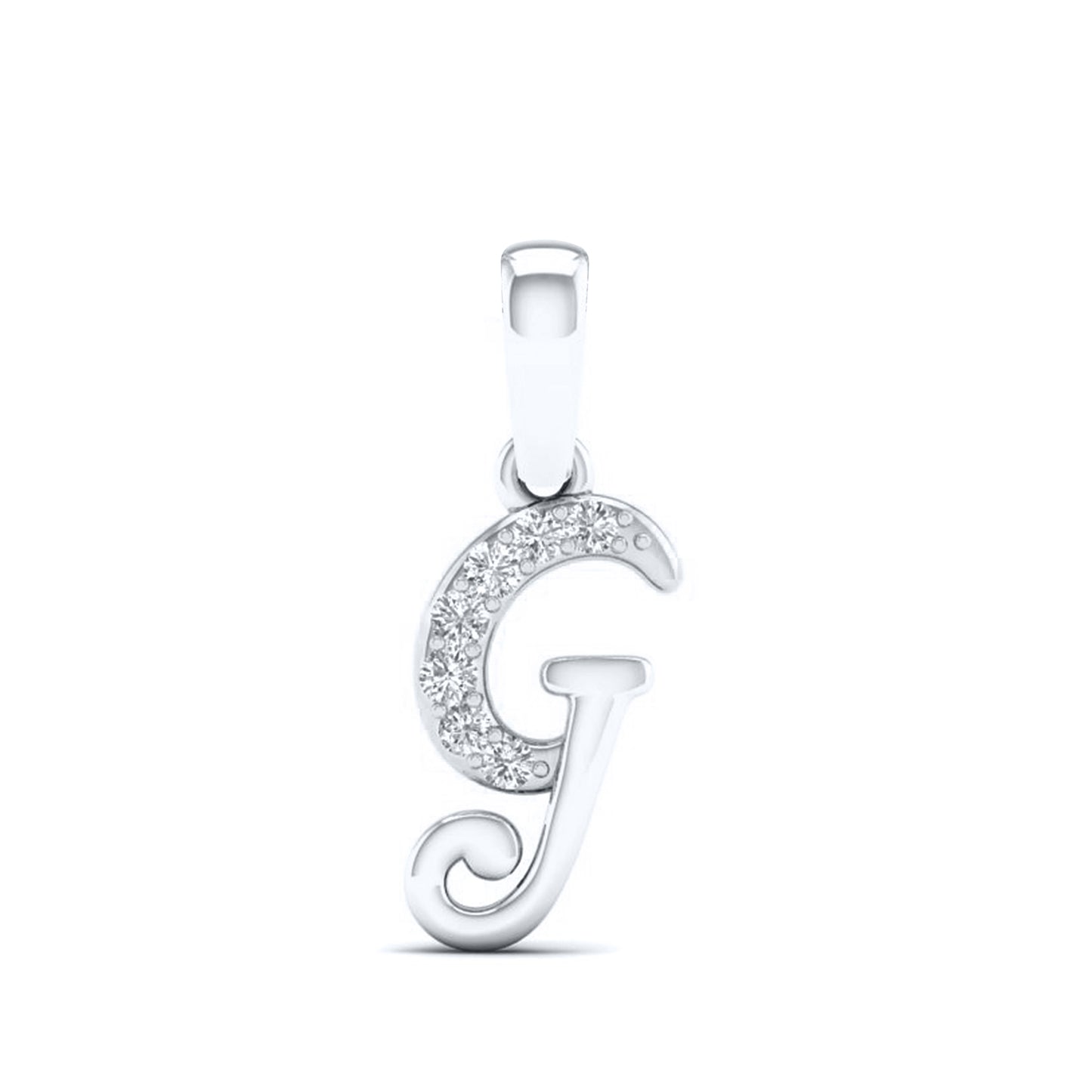 10kt White Gold 0.04 CTW Diamond Initial G charm