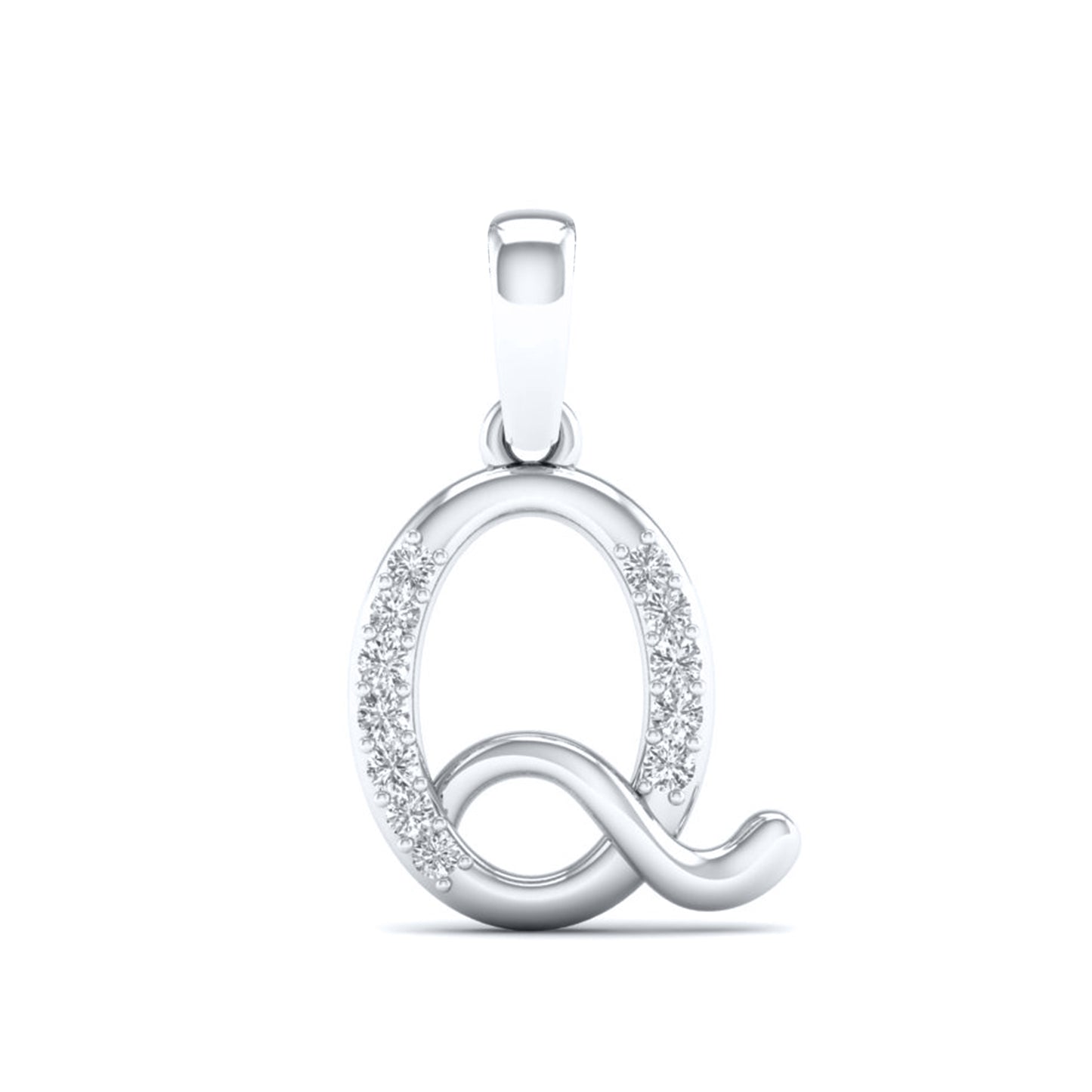 10kt White Gold 0.04 CTW Diamond Initial Q charm