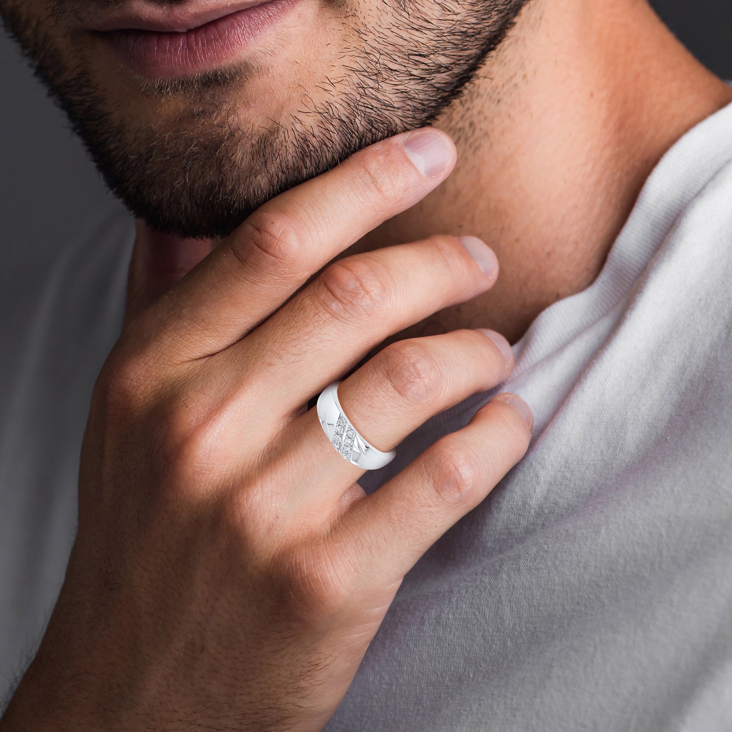 10kt White Gold 0.26ctw Men’s Diamond Ring