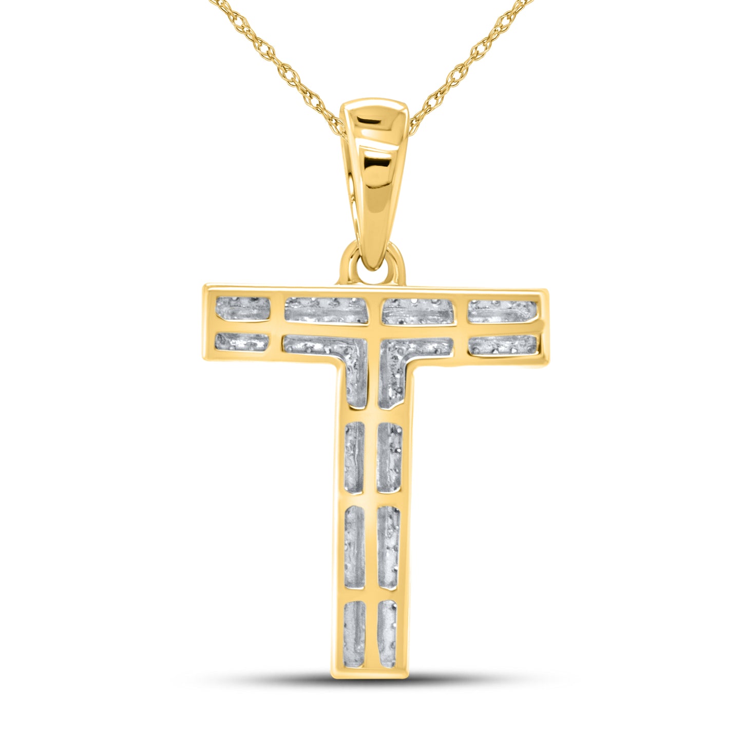 10kt yellow gold 0.24ctw Diamond Initial T Charm