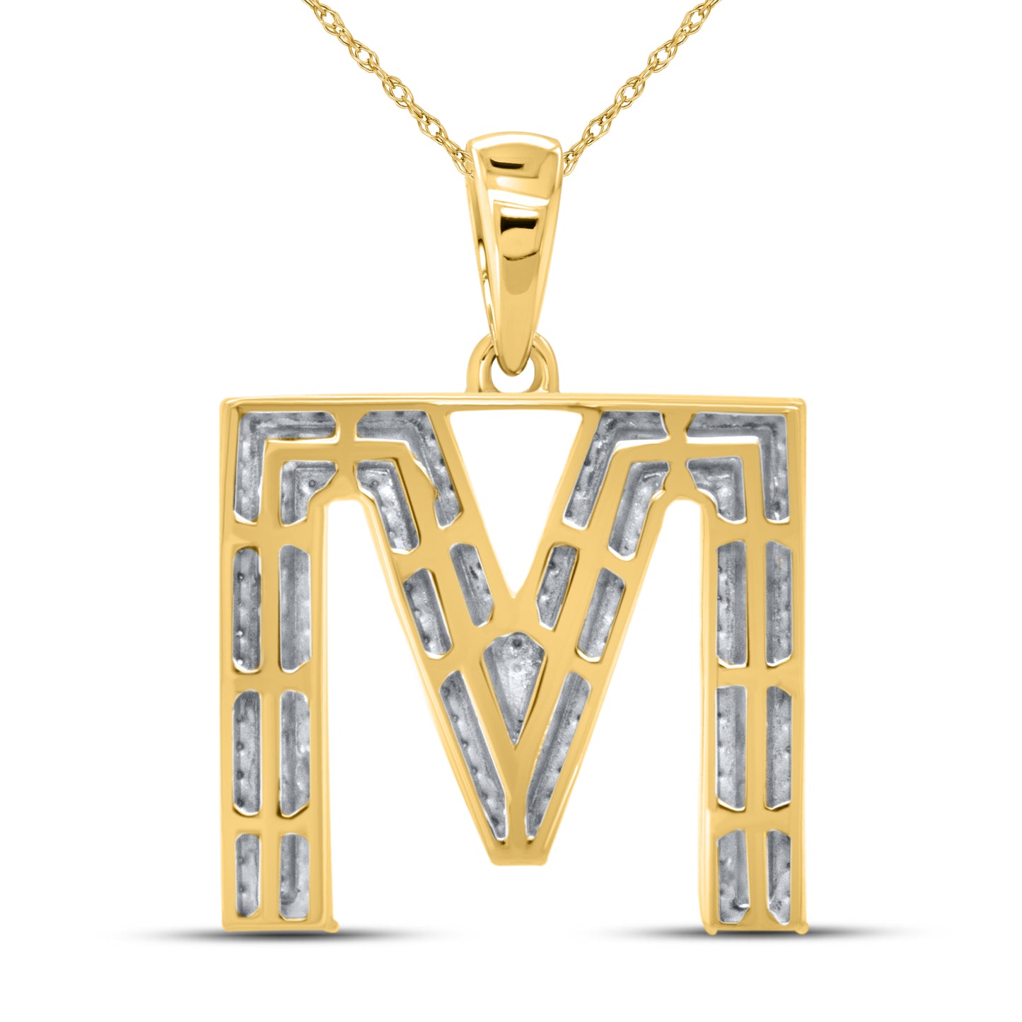 10kt yellow gold 0.48CTW Diamond Initial M Charm