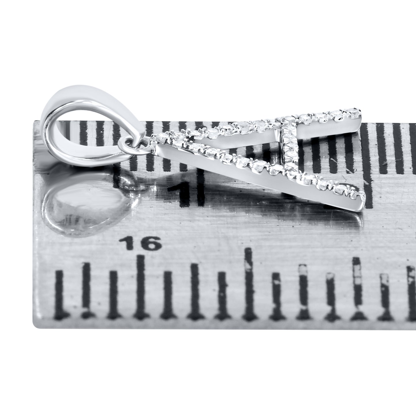 Silver 0.07 CTW Diamond Initial A Charm