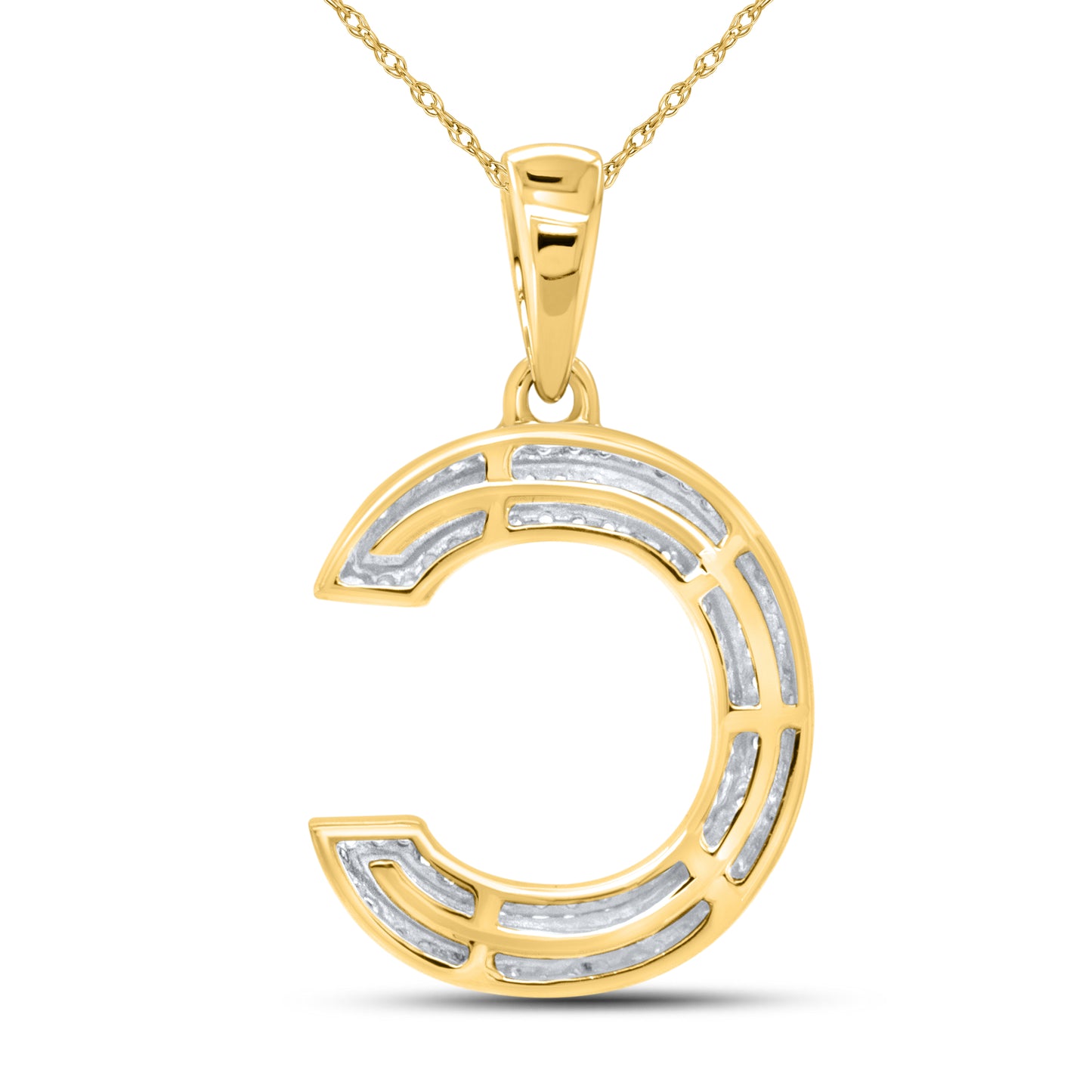 10kt yellow gold 0.34ctw Diamond Initial C Charm