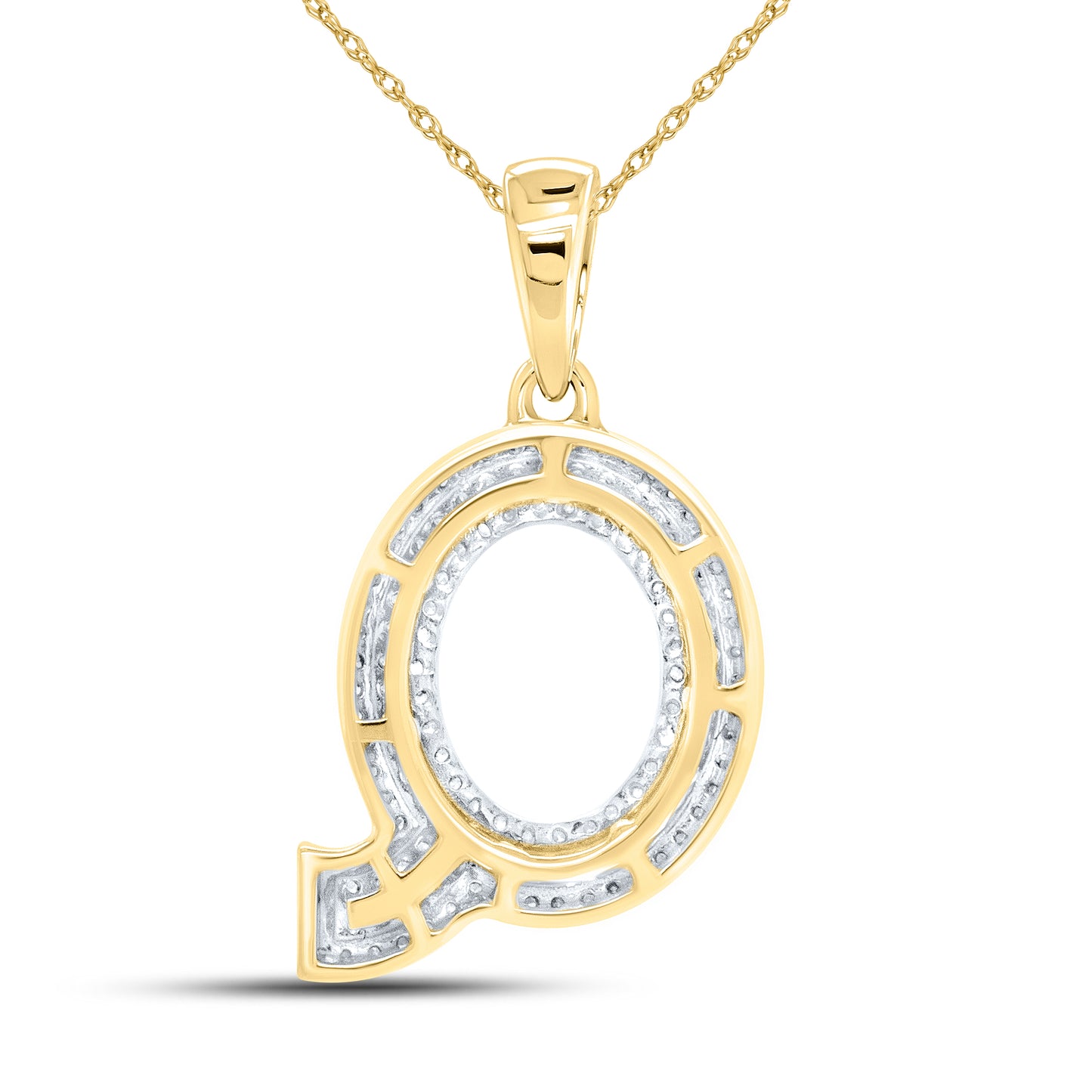 10kt yellow gold 0.35ctw Diamond Initial Q Charm