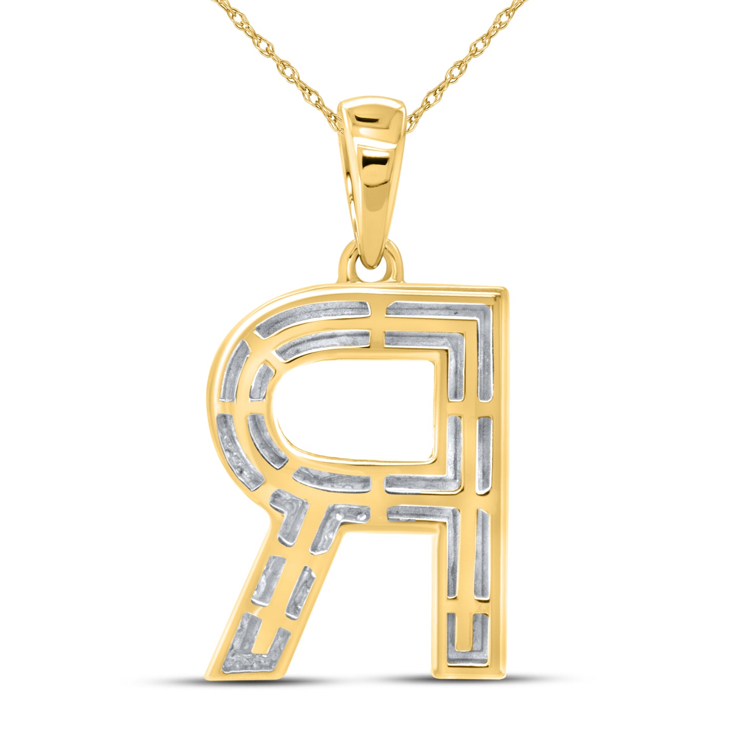 10kt yellow gold 0.41ctw Diamond Initial R Charm