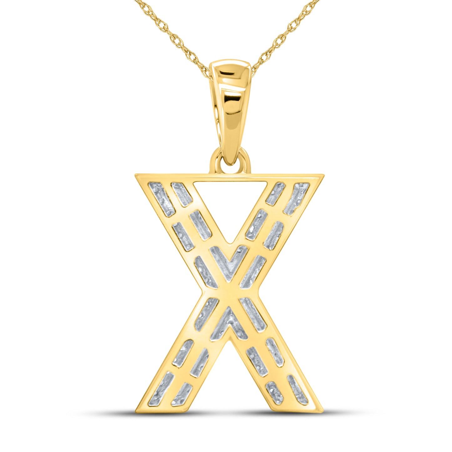 10kt yellow gold 0.30ctw Diamond Initial X Charm