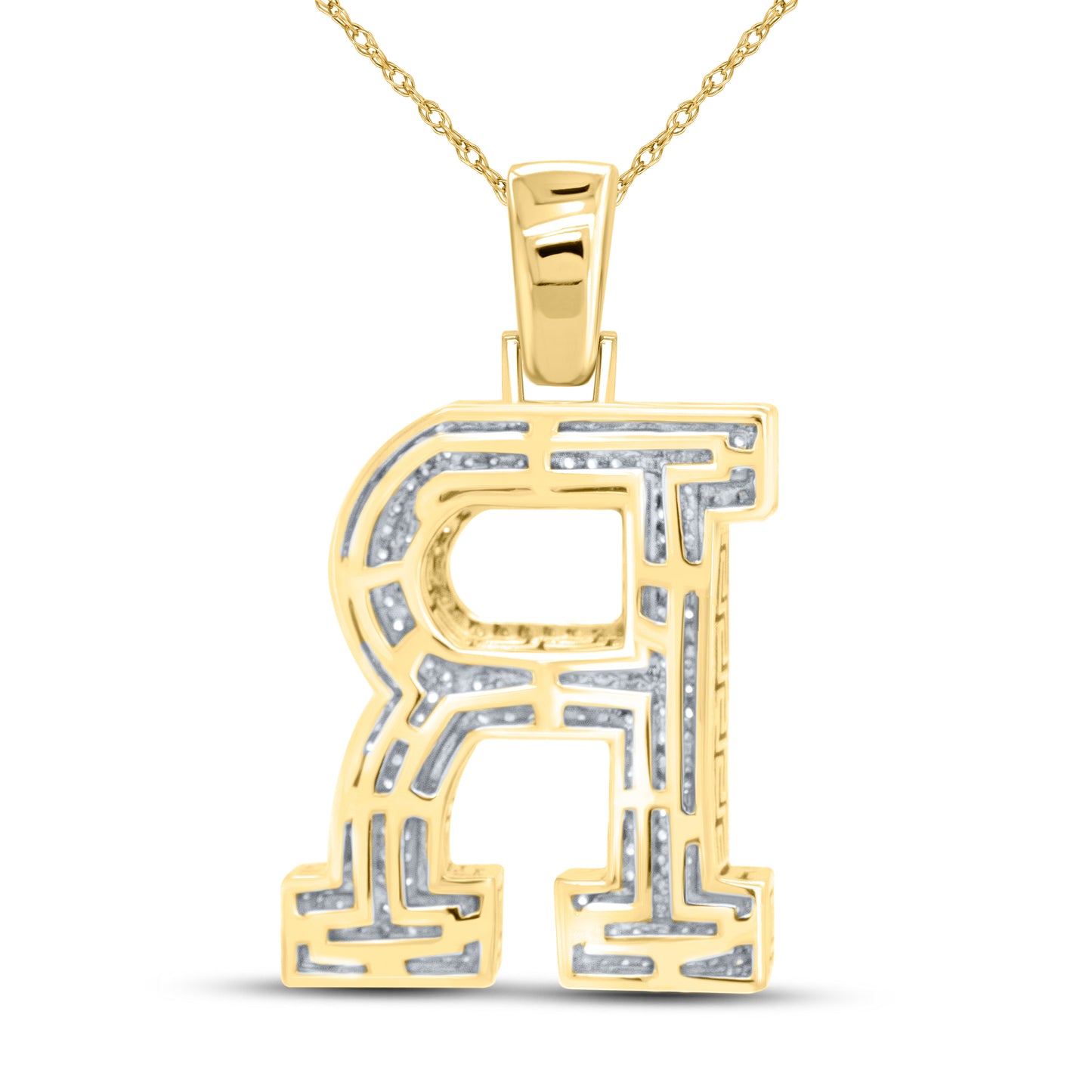 10kt yellow gold 0.77ctw Diamond Initial R Charm