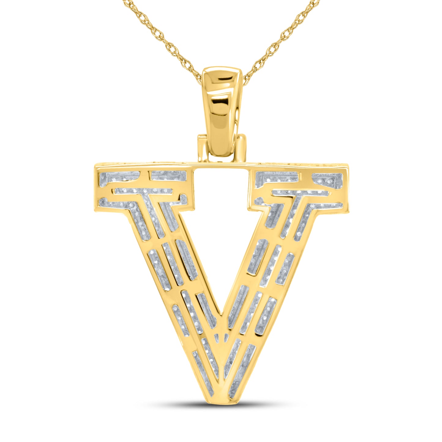 10kt yellow gold 0.60ctw Diamond Initial V Charm