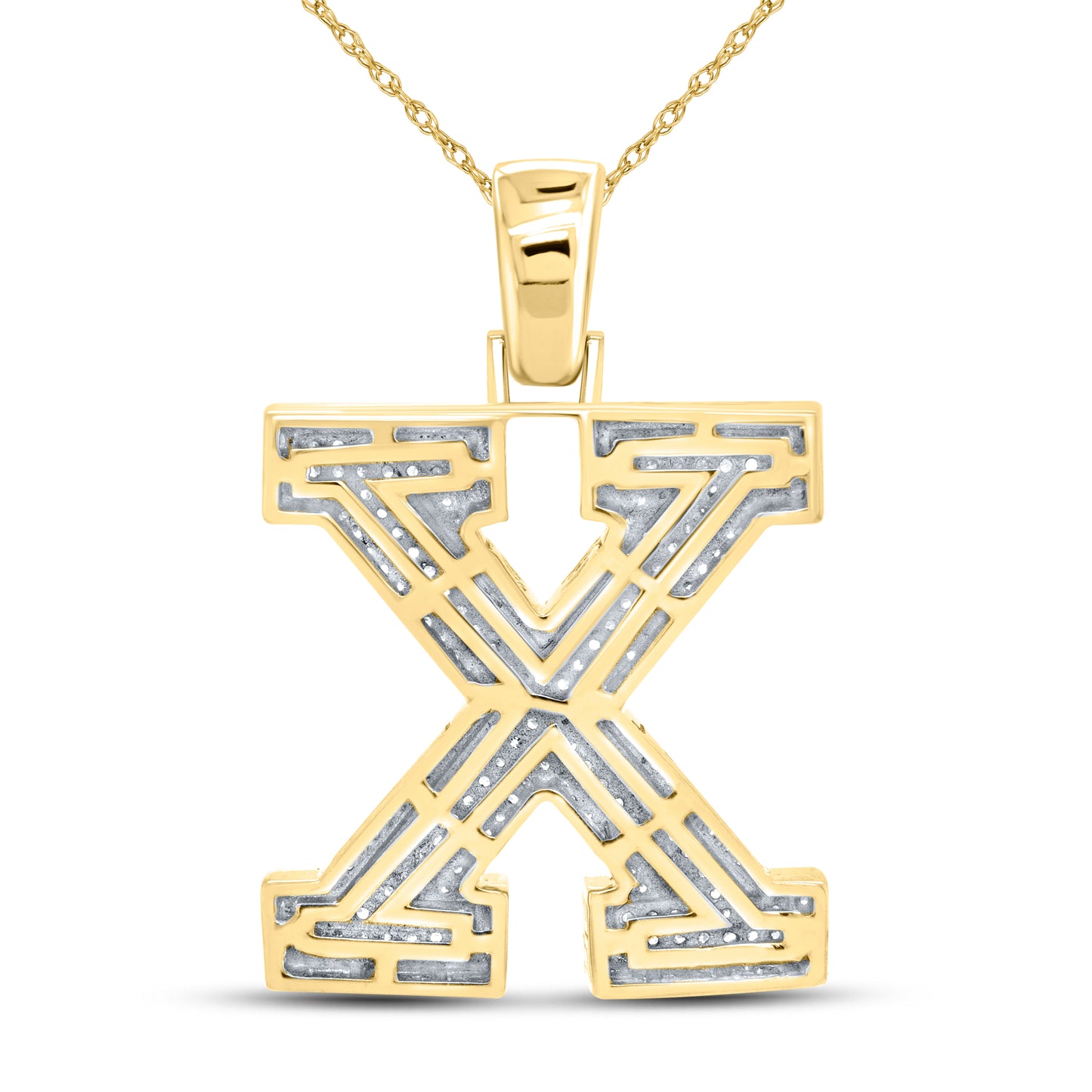 10kt yellow gold 0.86ctw Diamond Initial X Charm