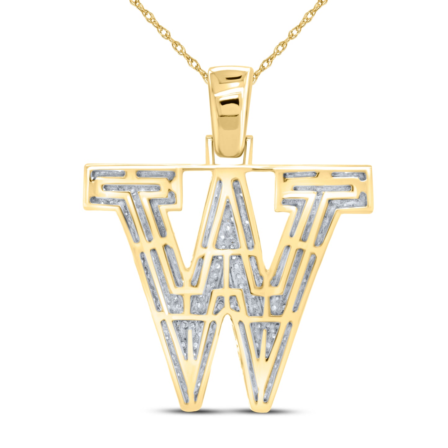 10kt yellow gold 0.90ctw Diamond Initial W Charm