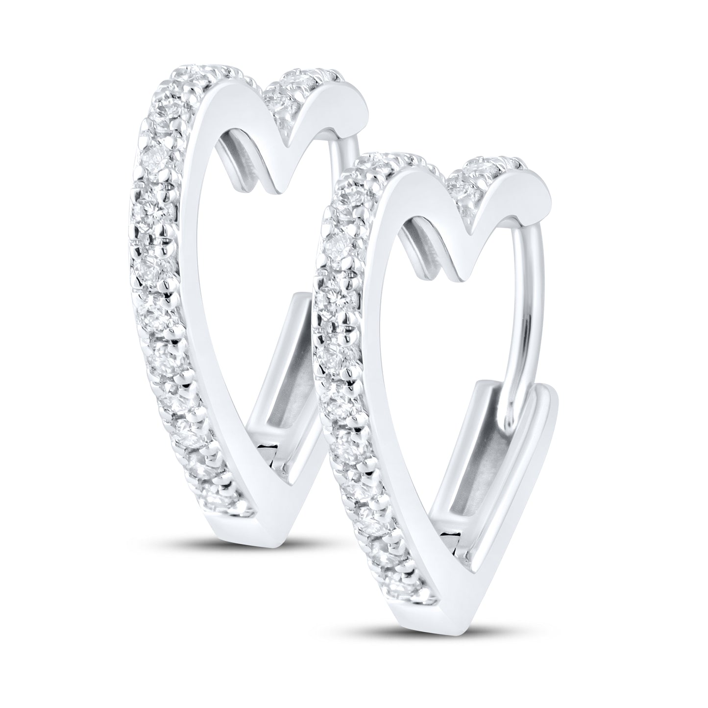 14kt White Gold 0.34 CTW Heart Lab Diamond Hoops