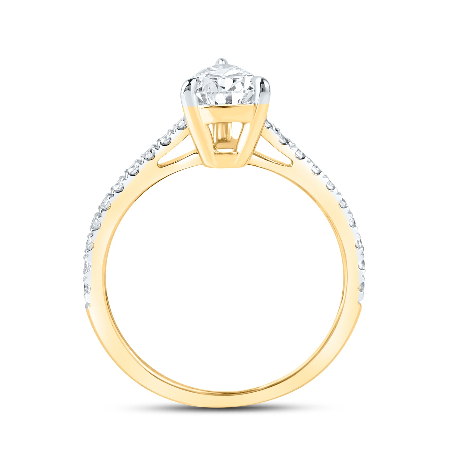 14kt Yellow Gold 1.25 CTW Teardrop Lab Diamond Ring