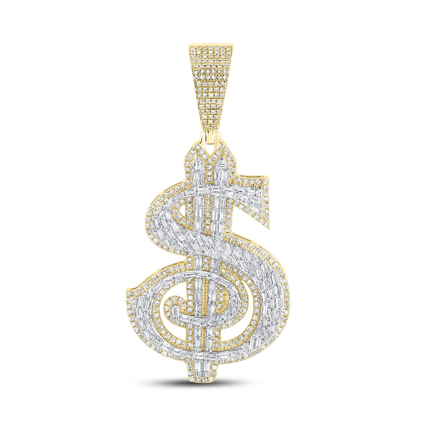 10kt Yellow Gold 1.35 CTW Dollar Sign Diamond Charm Pendant