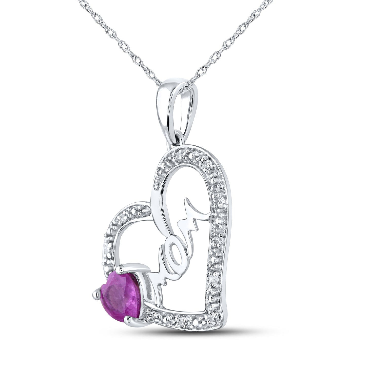 14kt White Gold 0.01 CTW Mom Diamond Pendant