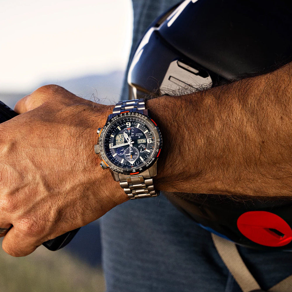Citizen Promaster Skyhawk A-T Eco-Drive Black Titanium Band Men's Watch Model # JY8108-53E