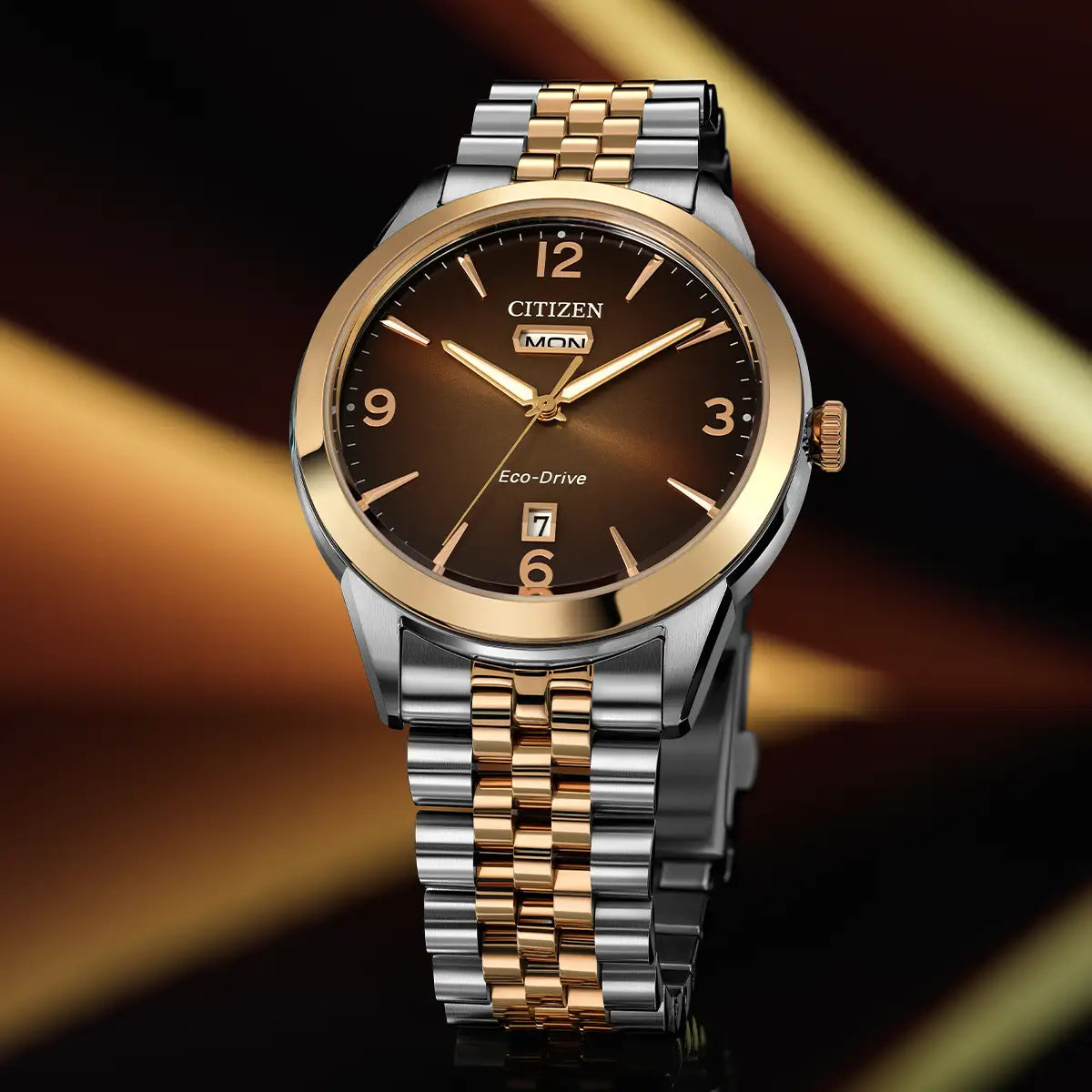 Citizen Rolan Eco-Drive Brown Dial Two-Tone Men's Watch AW0156-57X
