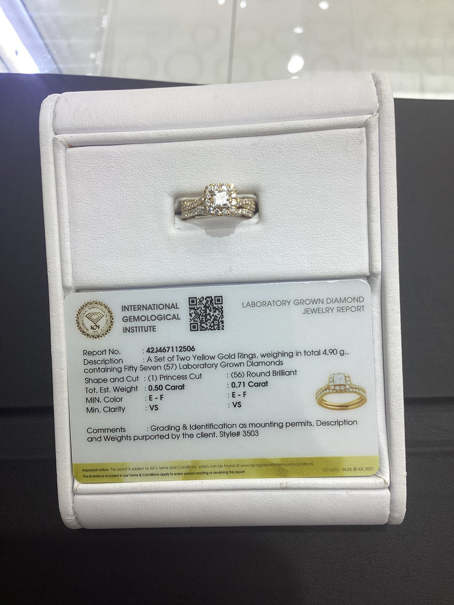 14kt Yellow Gold 1.21 CTW Lab Diamond Bridal Ring Set