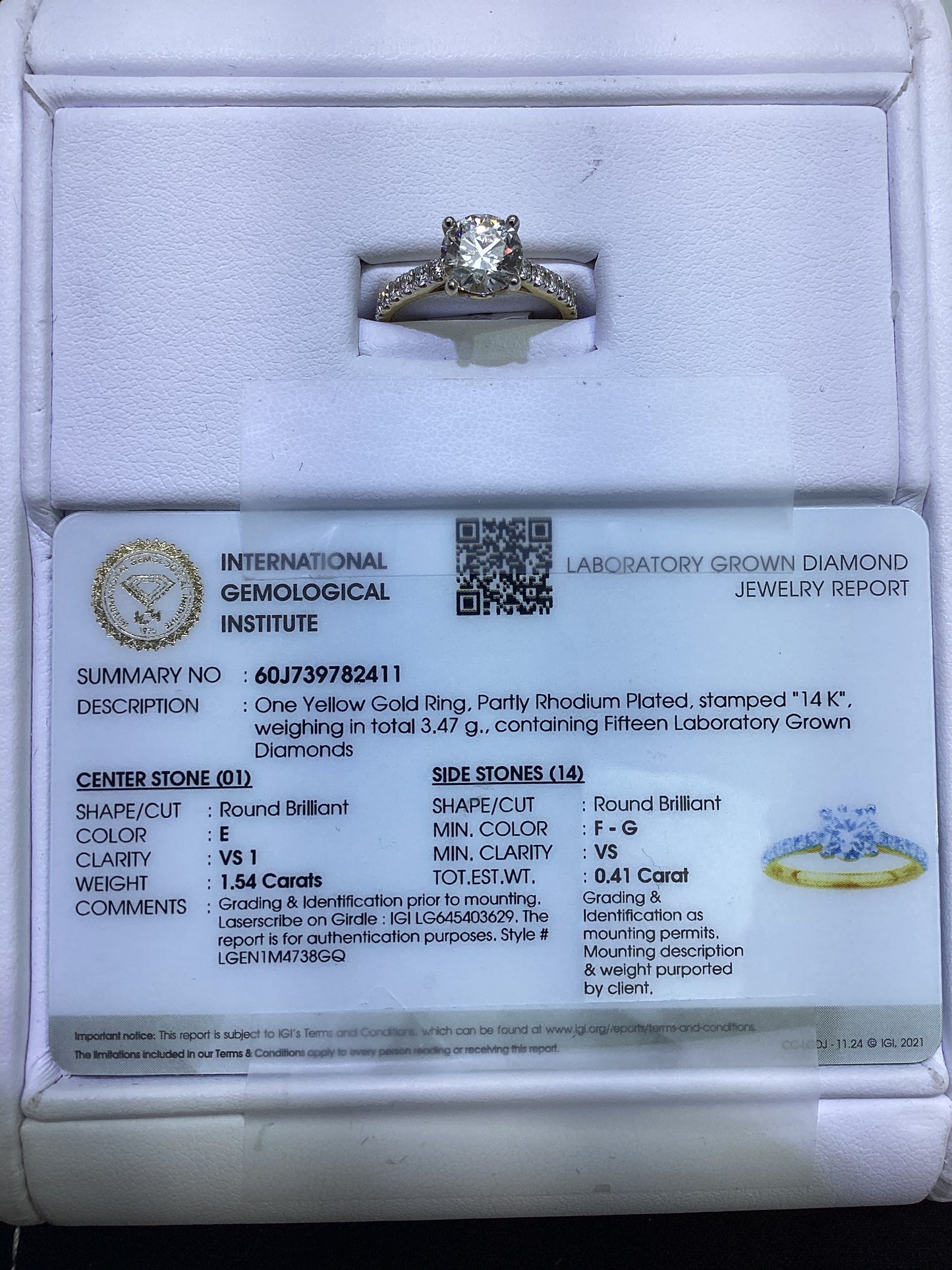14kt Yellow Gold 1.9 CTW Round Lab Diamond Ring