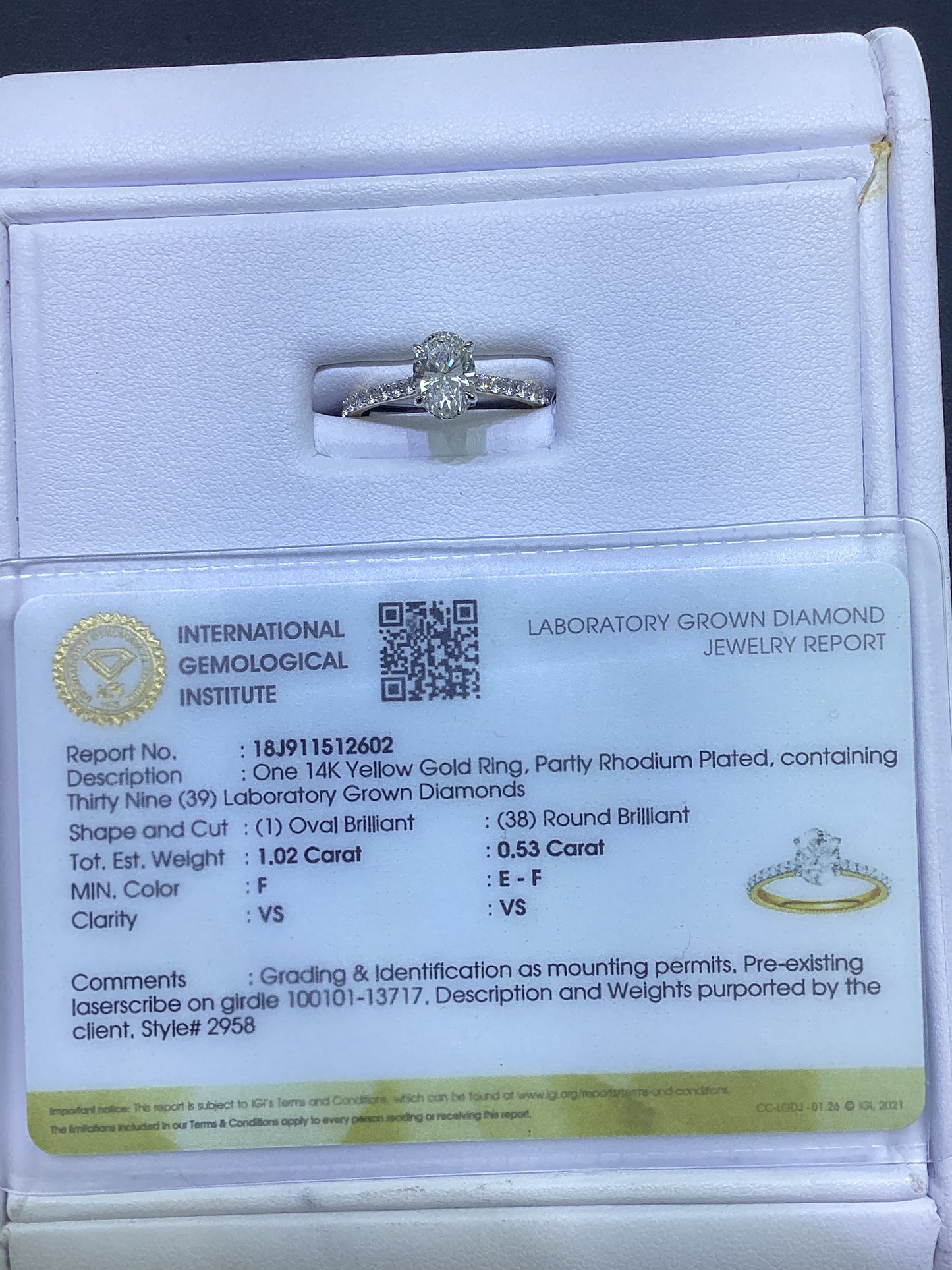 14kt Yellow Gold 1.50 CTW Oval Lab Diamond Ring