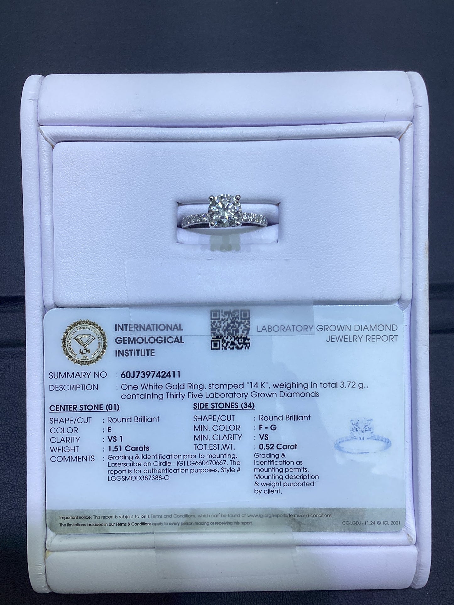 14kt White Gold 2.03 CTW Lab Diamond Ring