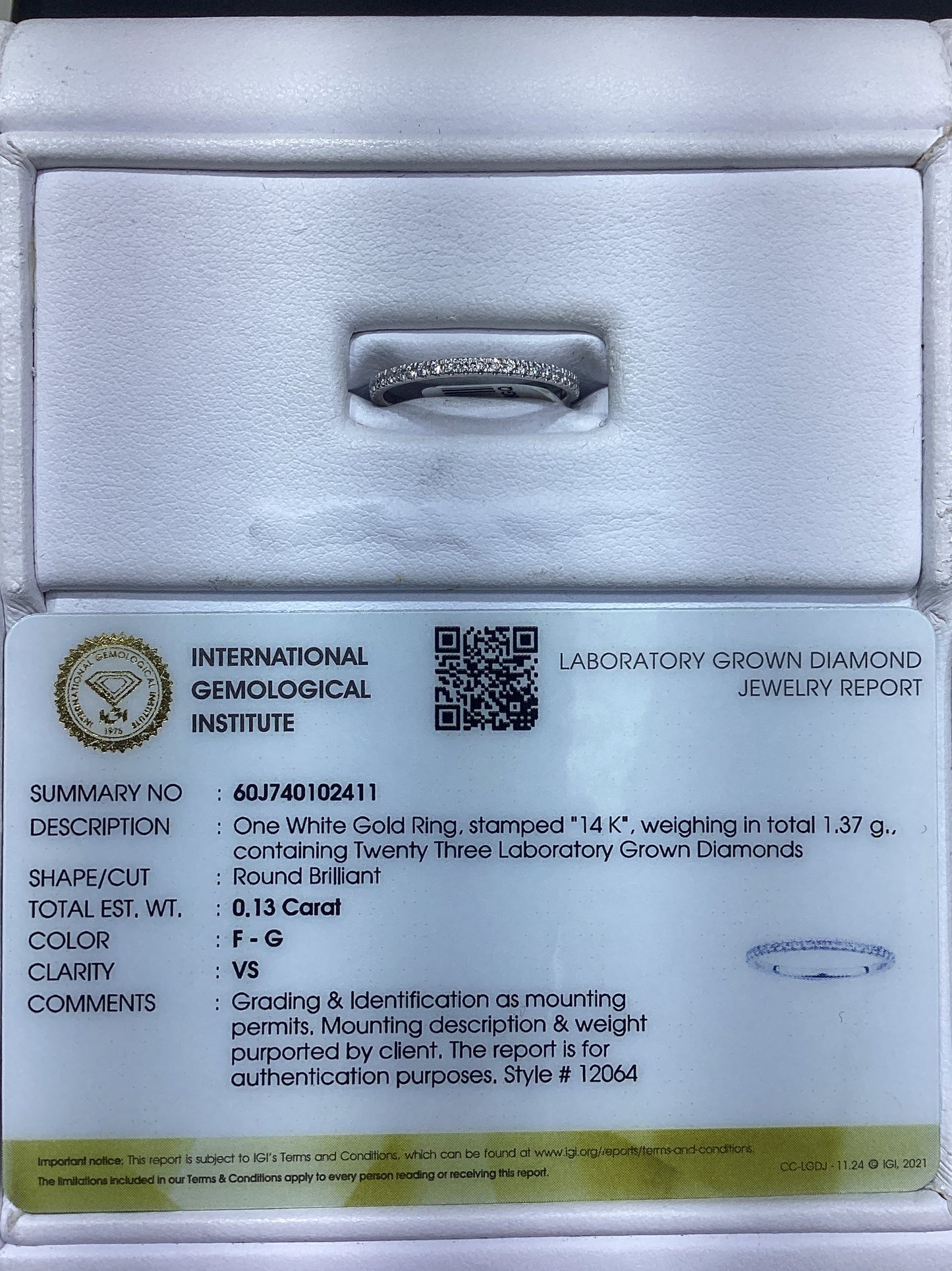 14kt White Gold 0.13 CTW Lab Diamond Band