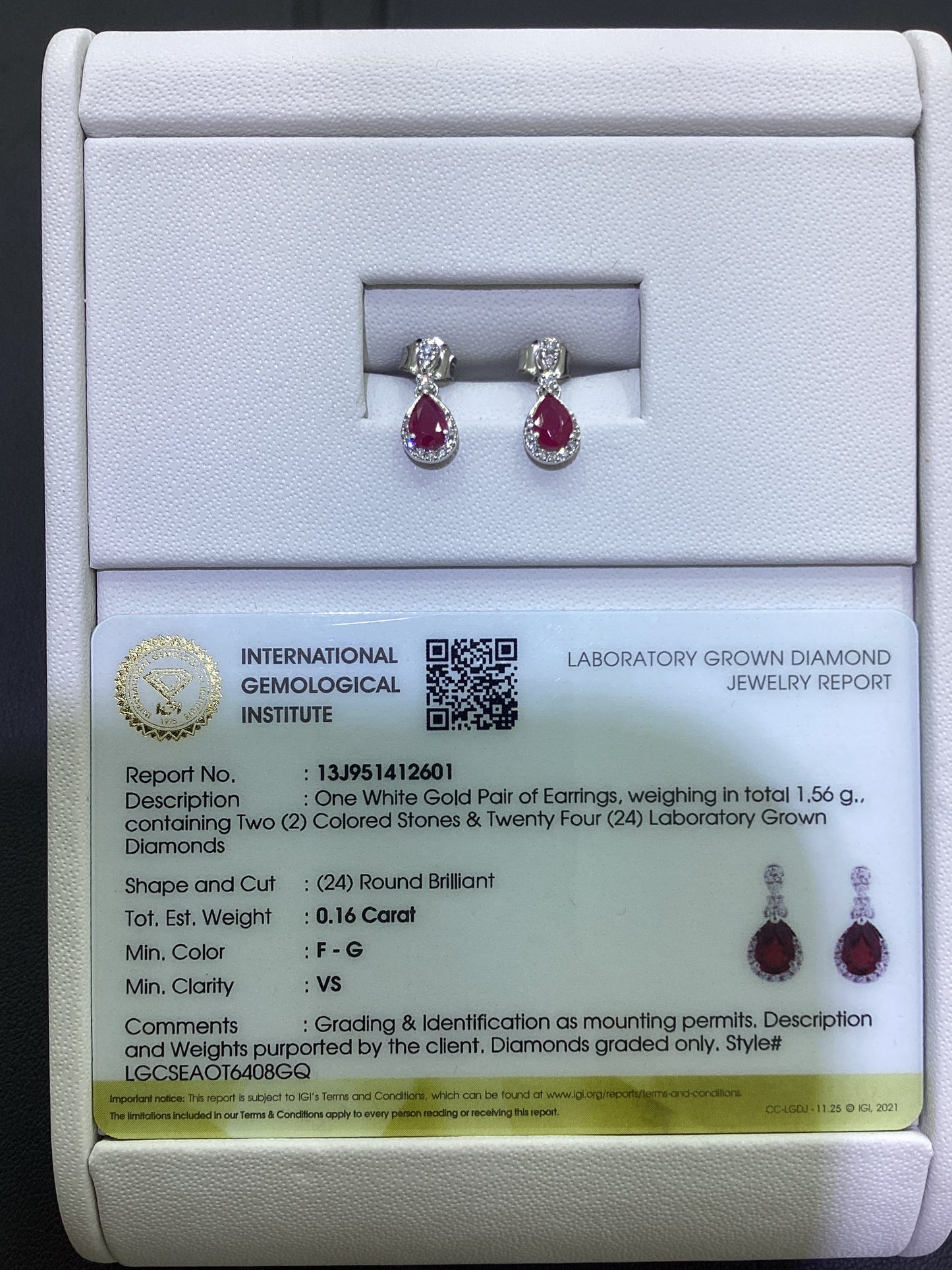 14kt White Gold 1.15 CTW Teardrop Lab Diamond Earrings