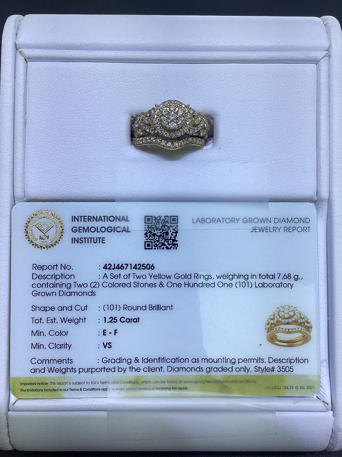 14kt Yellow Gold 1.25 CTW Lab Diamond Bridal Ring Set