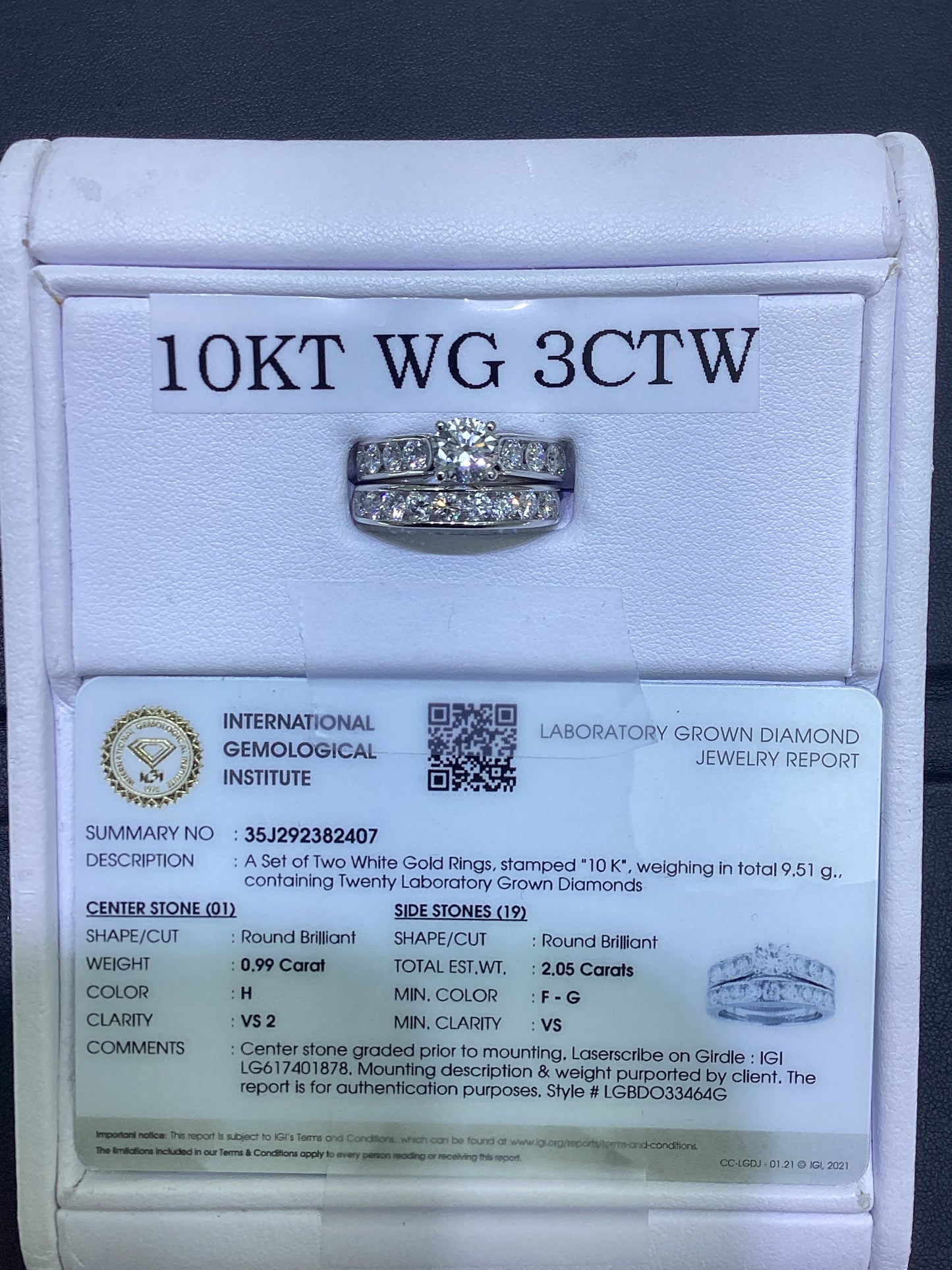 10kt White Gold 3.06 CTW Lab Diamond Ring