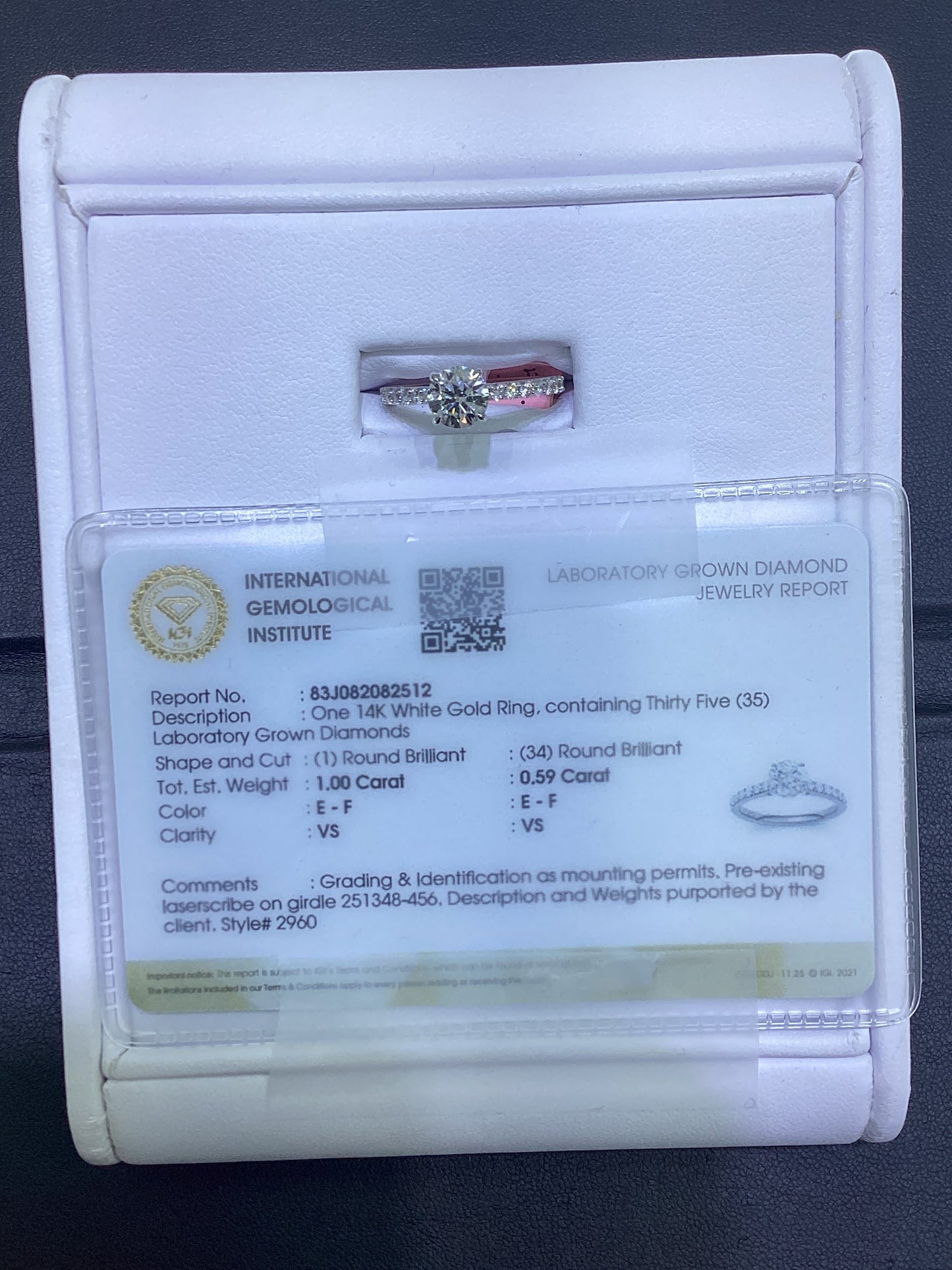 14kt White Gold 1.50 CTW Round Lab Diamond Ring
