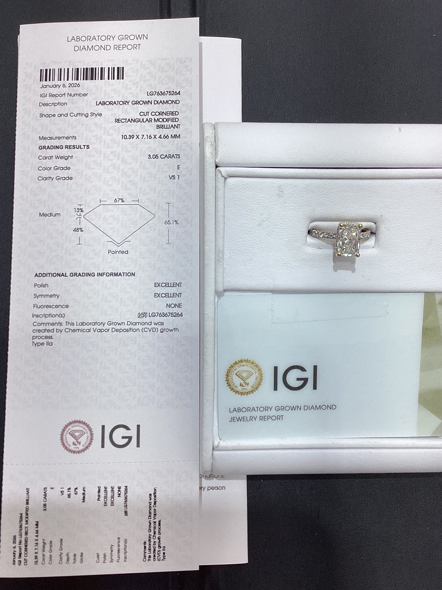 14kt Yellow Gold 3.80 CTW Radiant Lab Diamond Ring