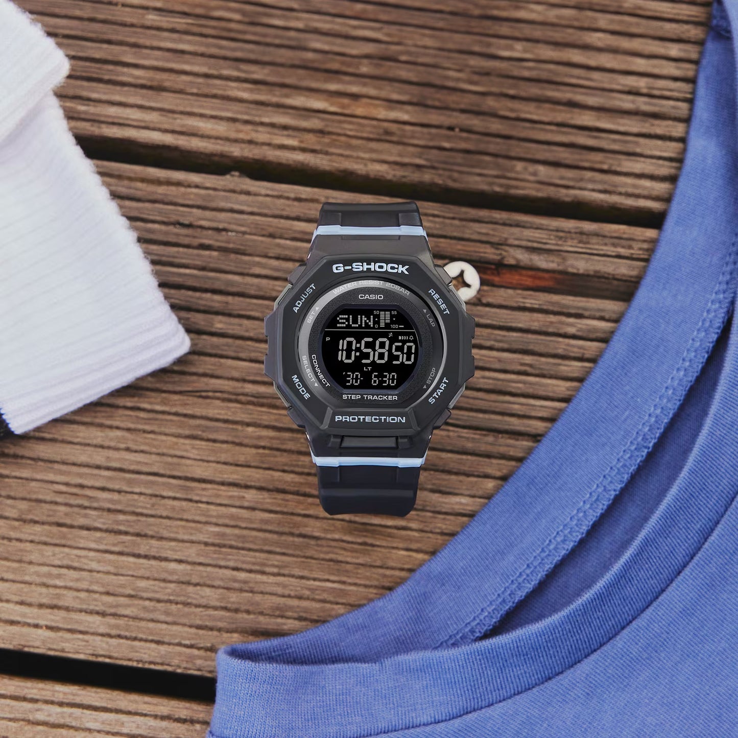 Ladies’ Casio G-Shock Digital Step-Counter Black Resin Strap Watch with Black Dial (Model: GMDB300-1)