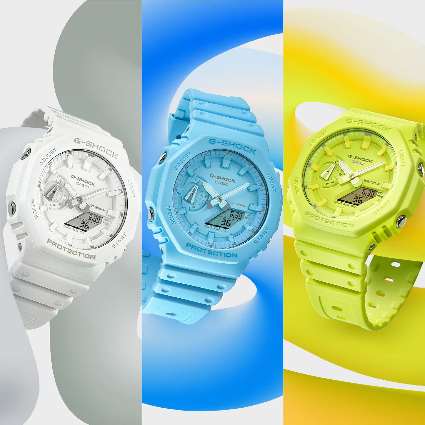 Men's Casio Tone-on-Tone G-SHOCK Analog/Digital Display Watch in White (Model GA2100-7A7)