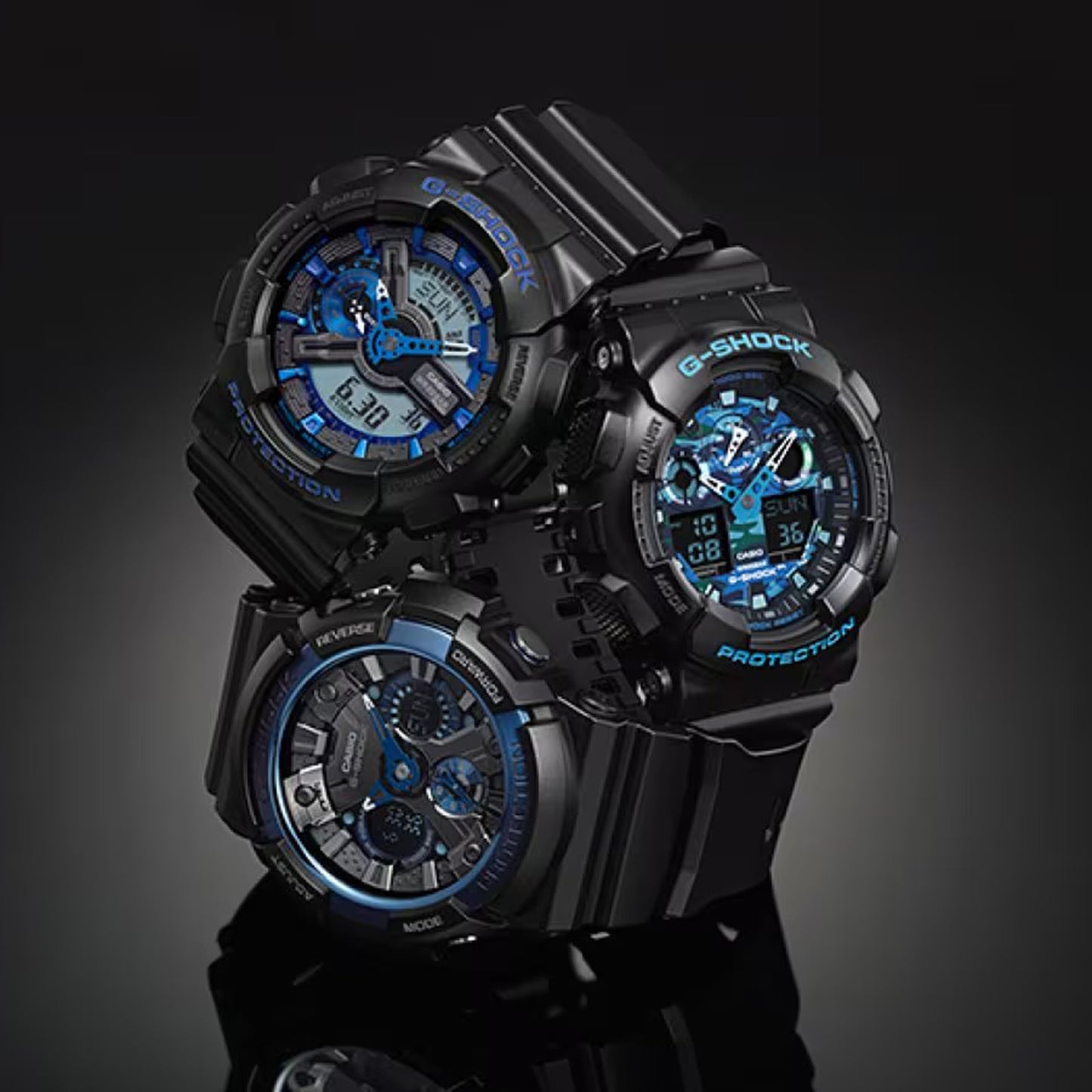 Casio GA100CB-1A Men's Black Analog Digital Blue Dial G Shock Watch
